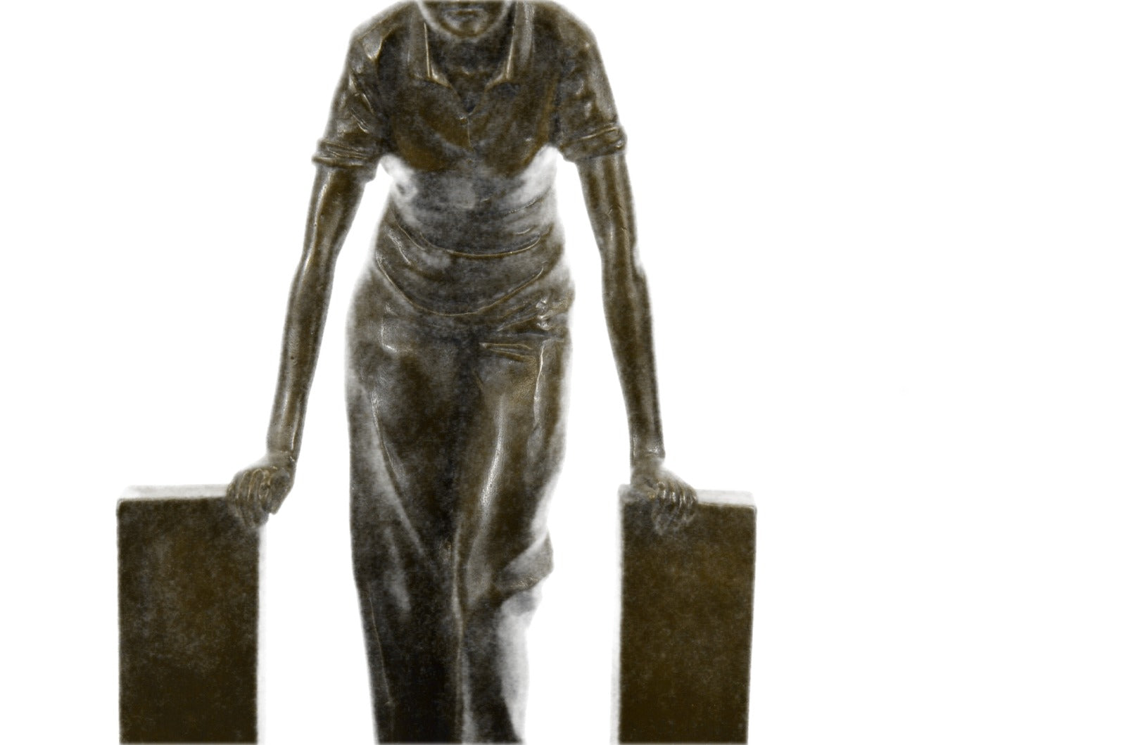 Signed Vintage Reproduction by Preiss Woman between Two Bronze Sculpture