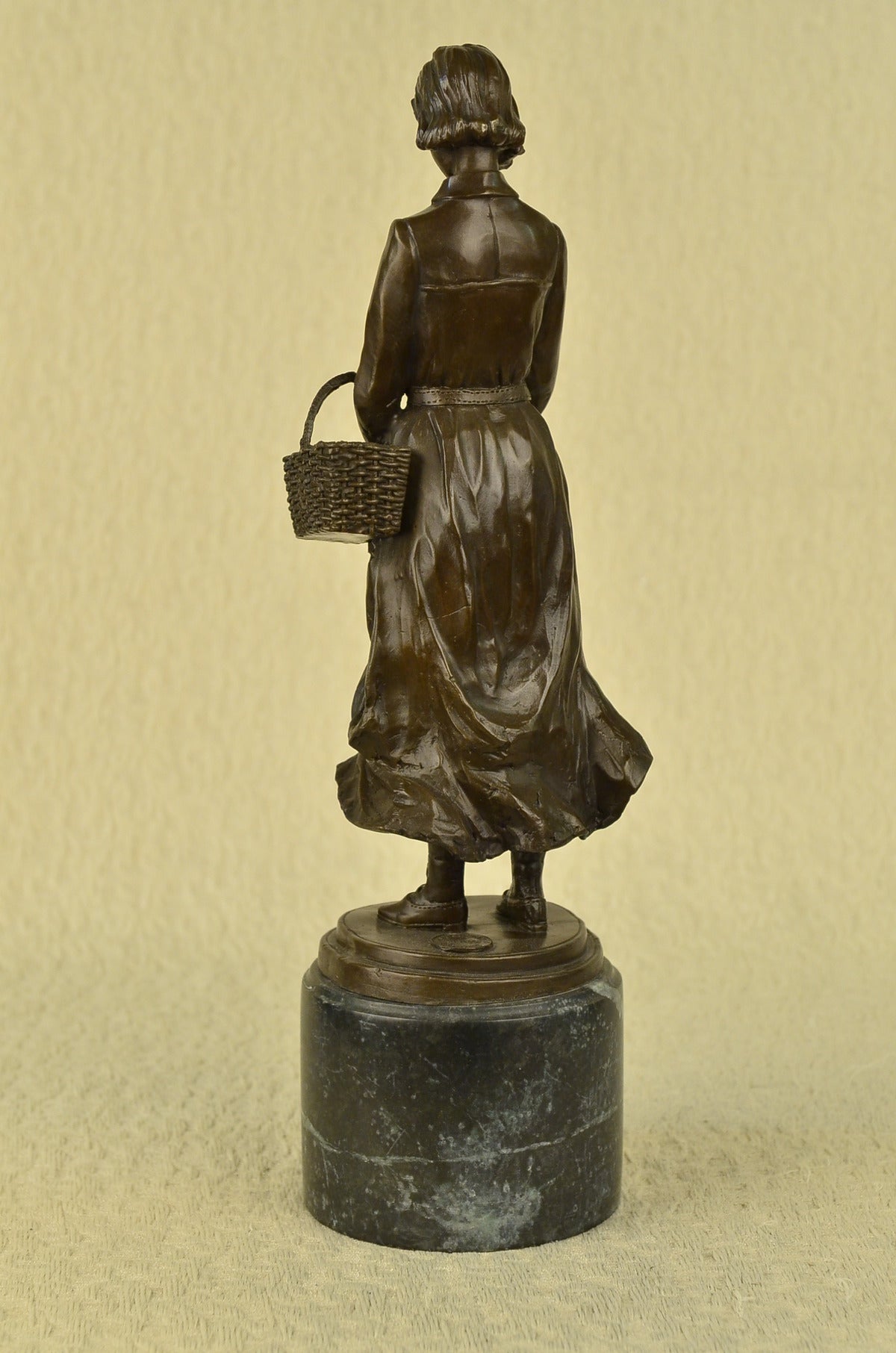 Handcrafted Bronze Sculpture “The School Girl” by Alonzo – Art Deco Marble Statue | Limited-Time Sale