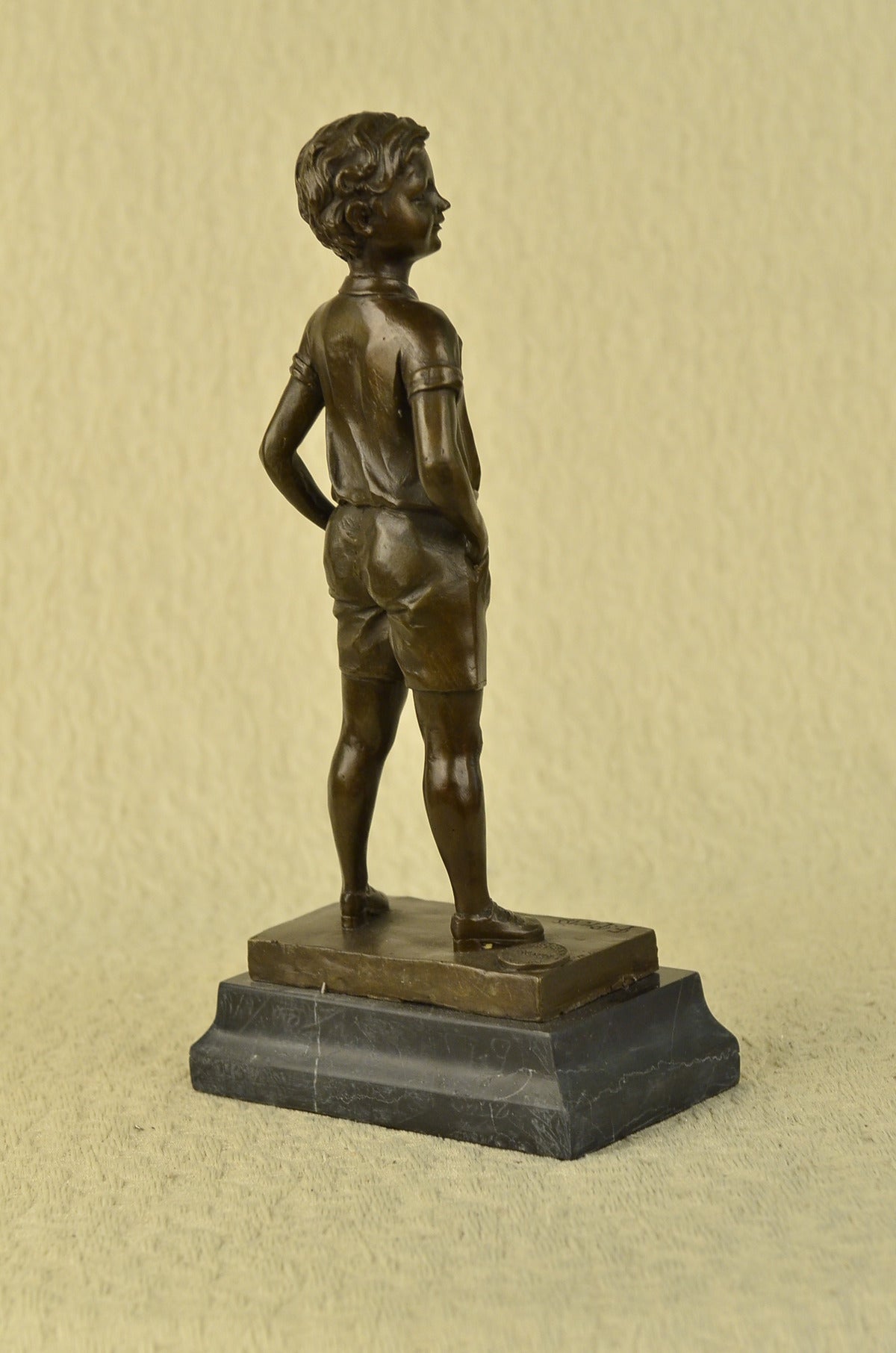 Handcrafted bronze sculpture SALE Tie Bow Boy School Boy Young Preiss Signed