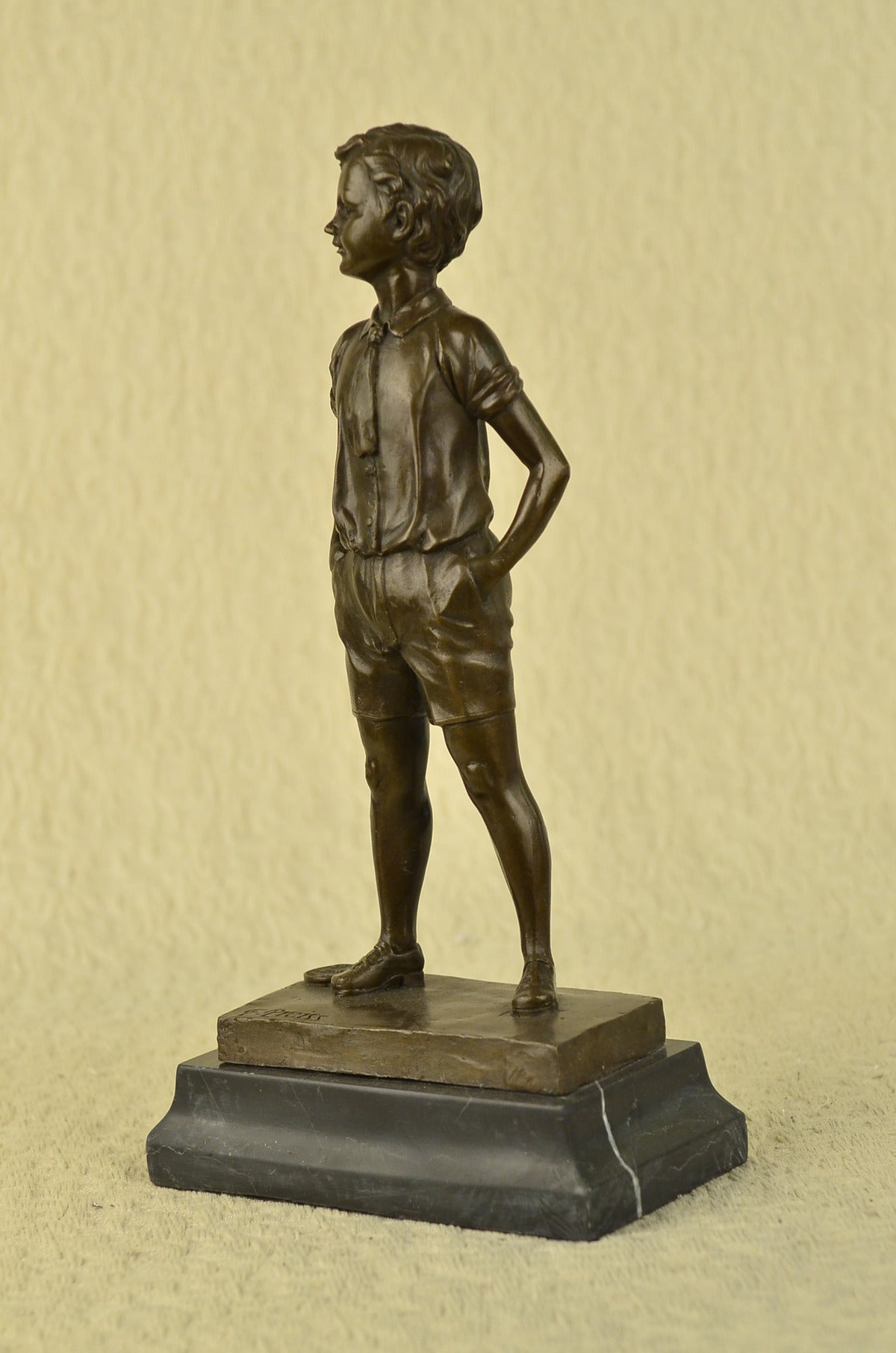 Handcrafted bronze sculpture SALE Tie Bow Boy School Boy Young Preiss Signed