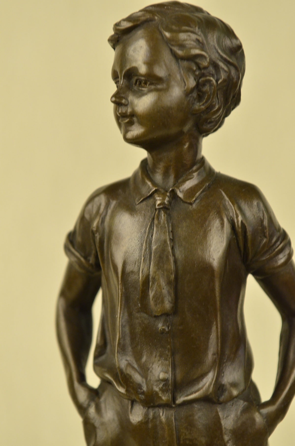 Handcrafted bronze sculpture SALE Tie Bow Boy School Boy Young Preiss Signed