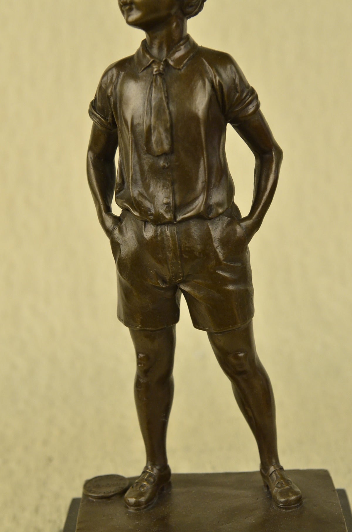 Handcrafted bronze sculpture SALE Tie Bow Boy School Boy Young Preiss Signed