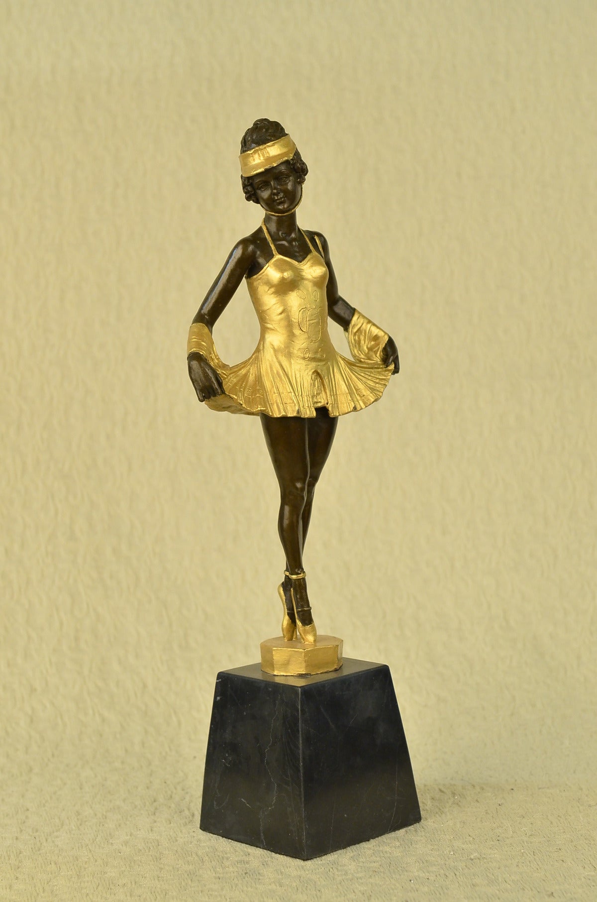 Handcrafted bronze sculpture SALE Marble Gilt Dancer Ballerina Tutu Zach Bruno
