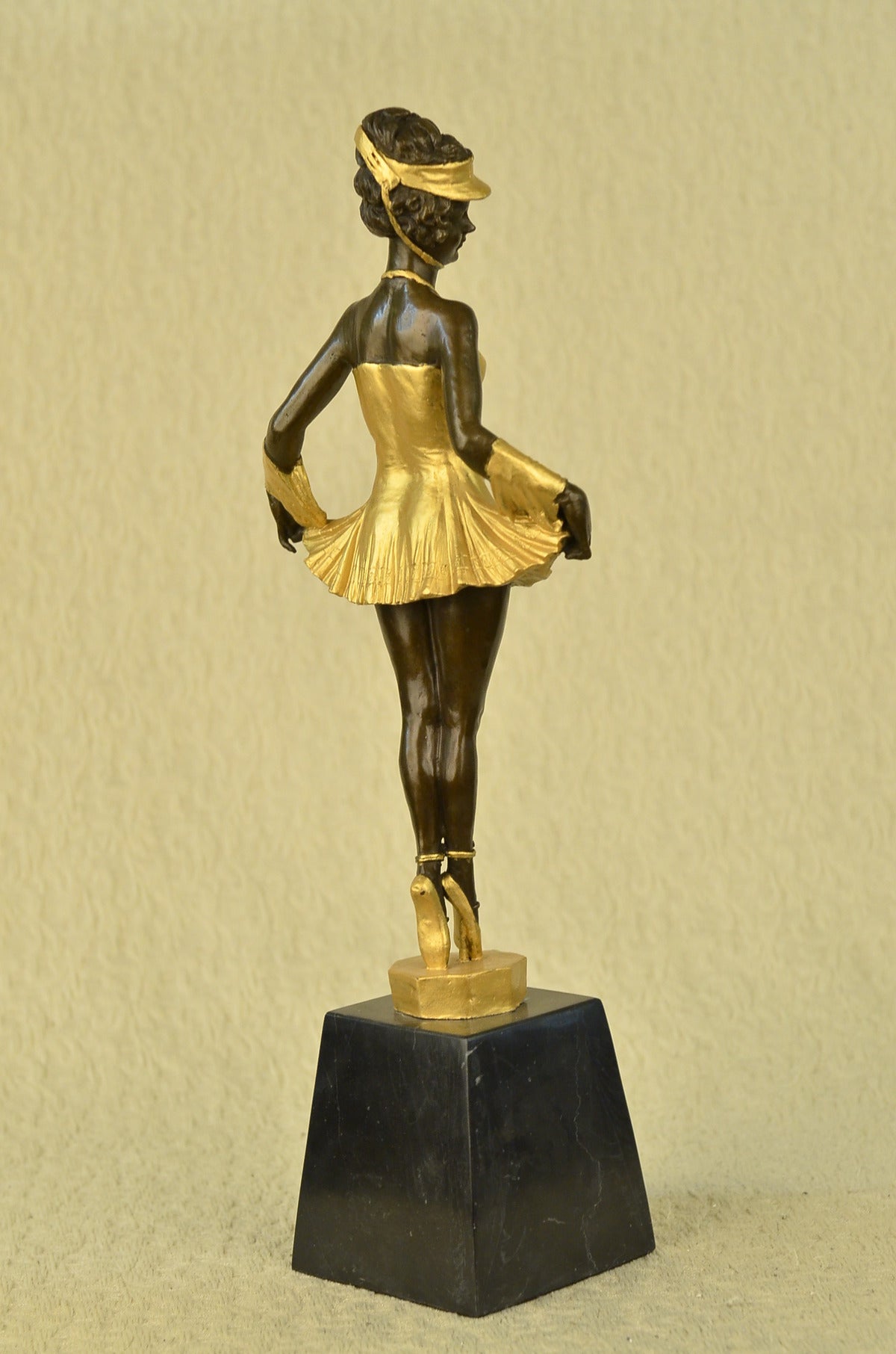 Handcrafted bronze sculpture SALE Marble Gilt Dancer Ballerina Tutu Zach Bruno
