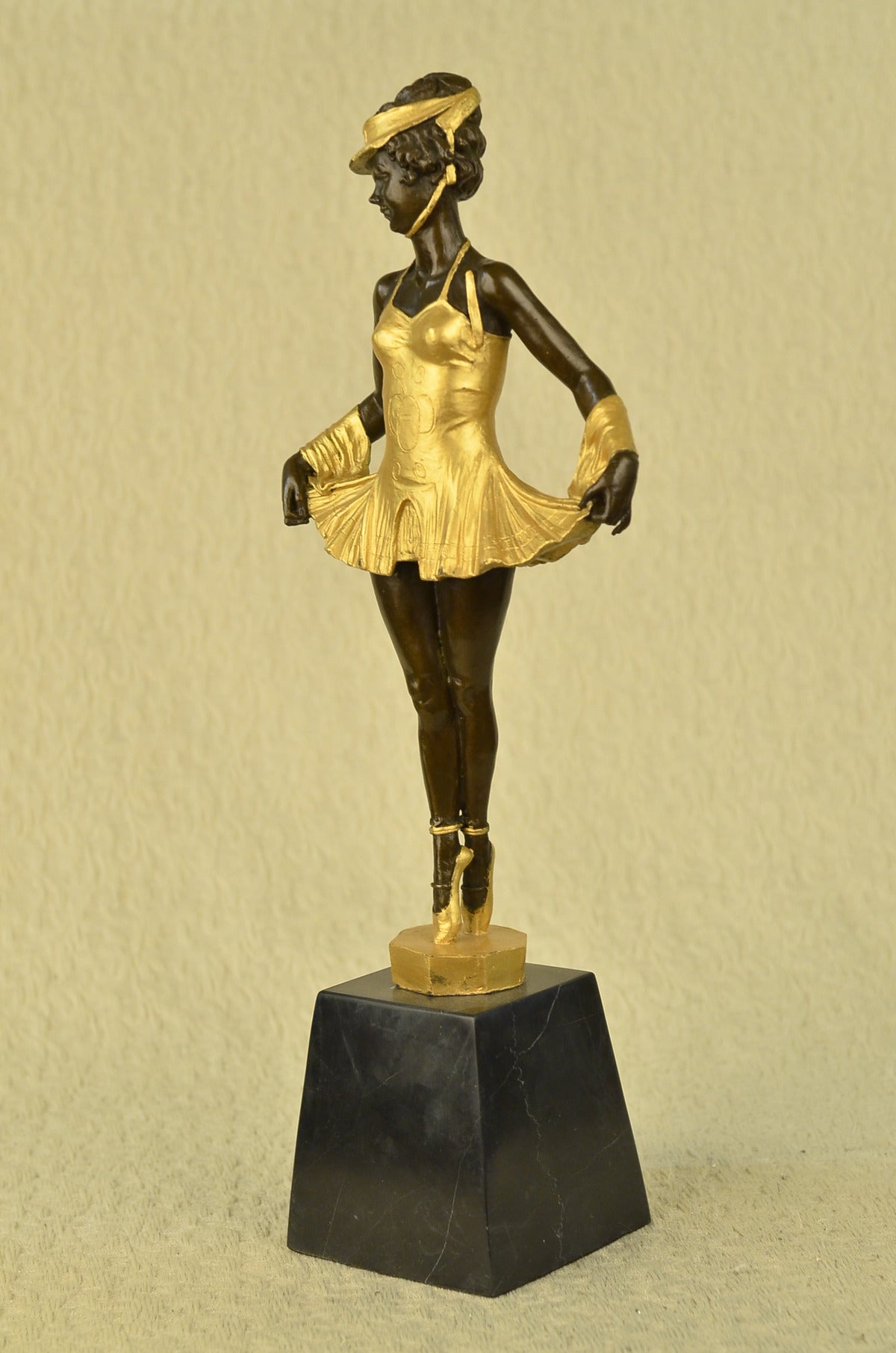 Handcrafted bronze sculpture SALE Marble Gilt Dancer Ballerina Tutu Zach Bruno