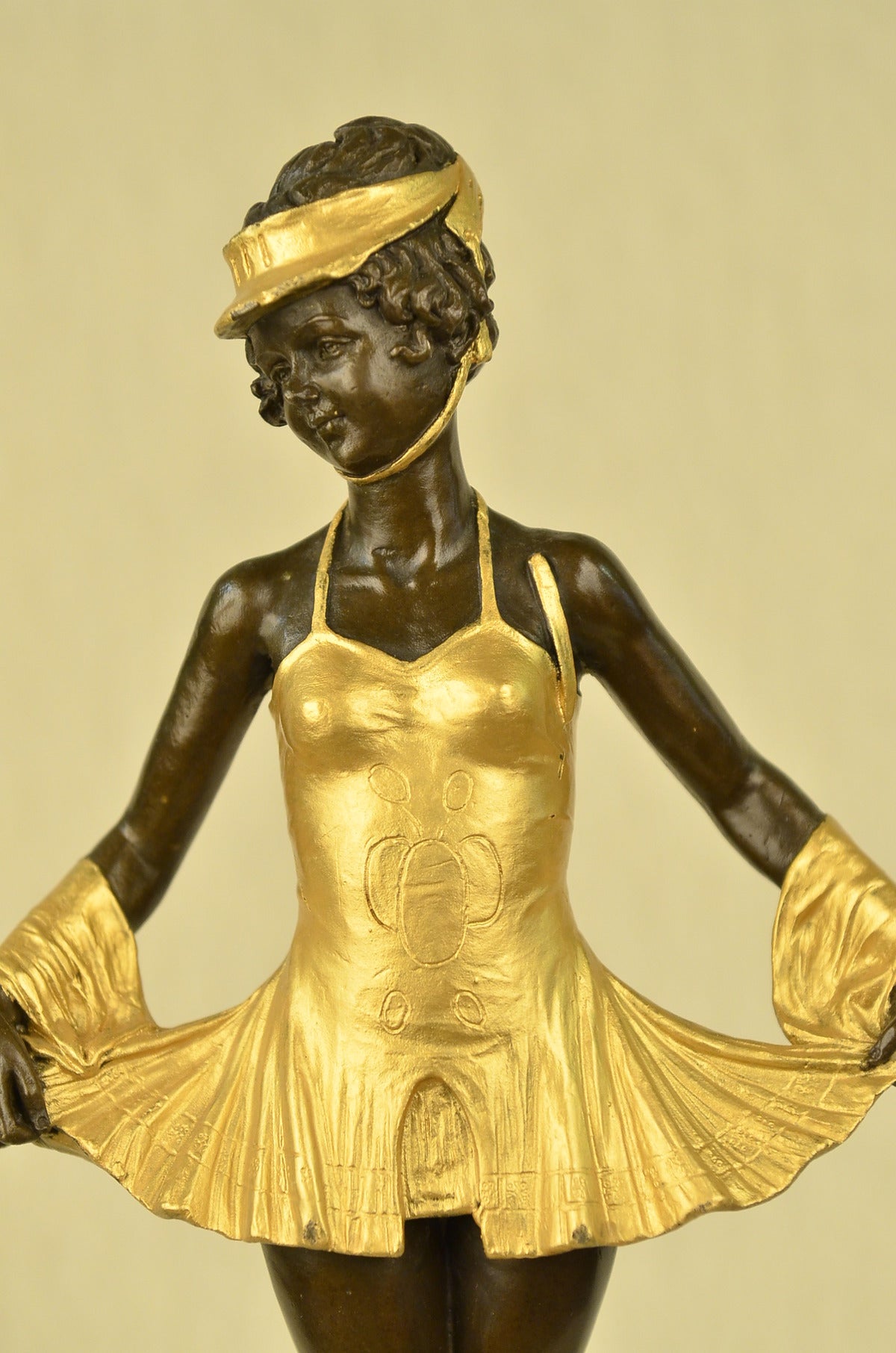 Handcrafted bronze sculpture SALE Marble Gilt Dancer Ballerina Tutu Zach Bruno