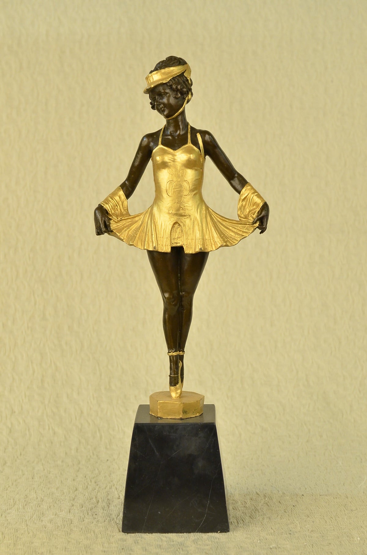 Handcrafted bronze sculpture SALE Marble Gilt Dancer Ballerina Tutu Zach Bruno