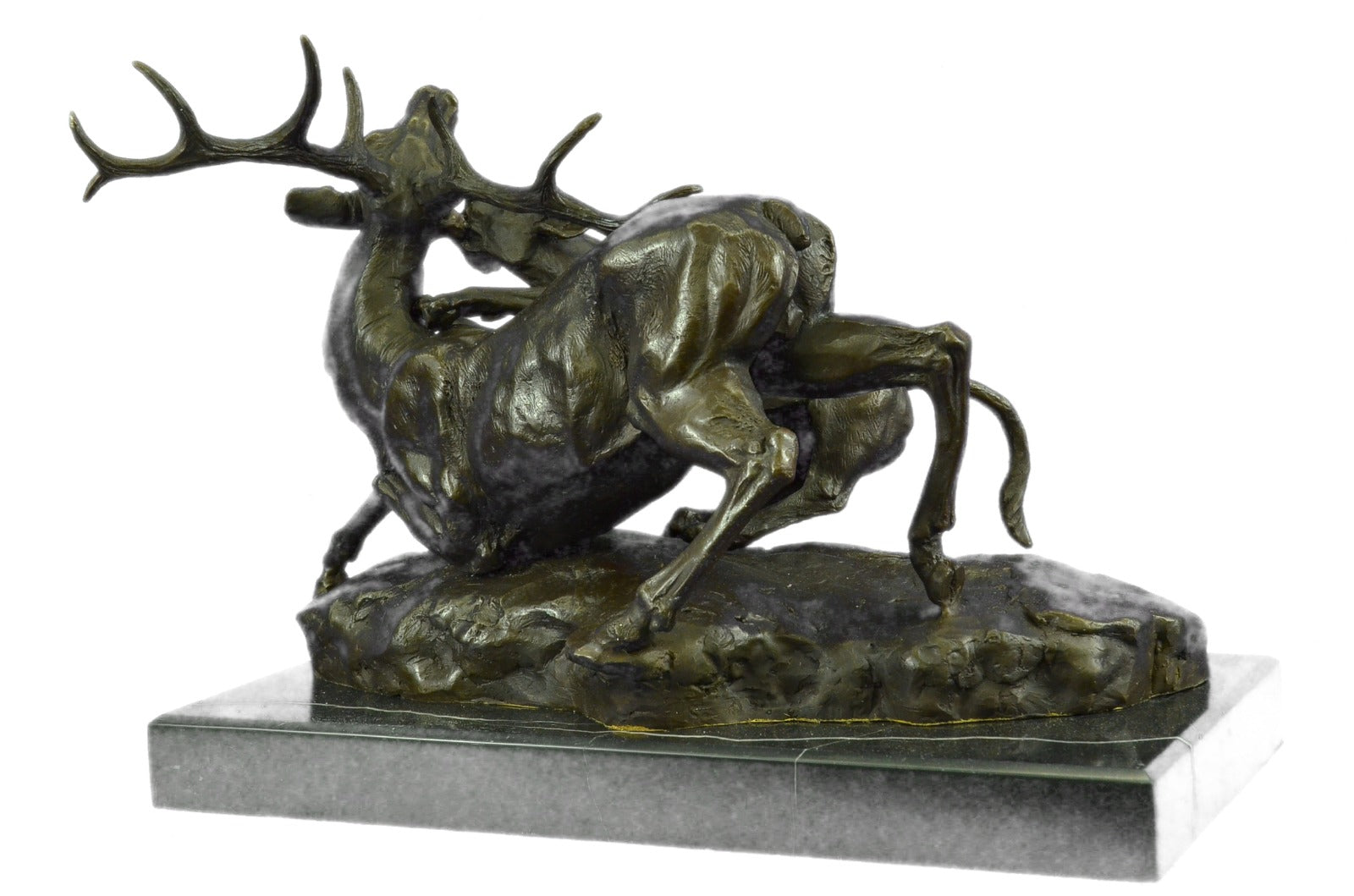 Extra Large Confrontation between Cougar and Stag Bronze Sculpture Marble Statue