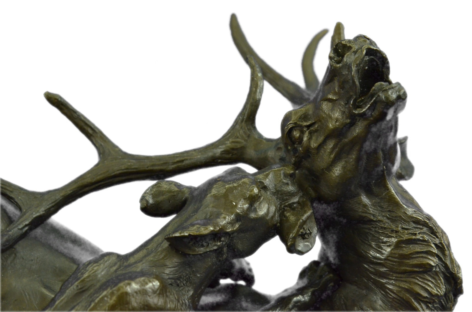 Extra Large Confrontation between Cougar and Stag Bronze Sculpture Marble Statue