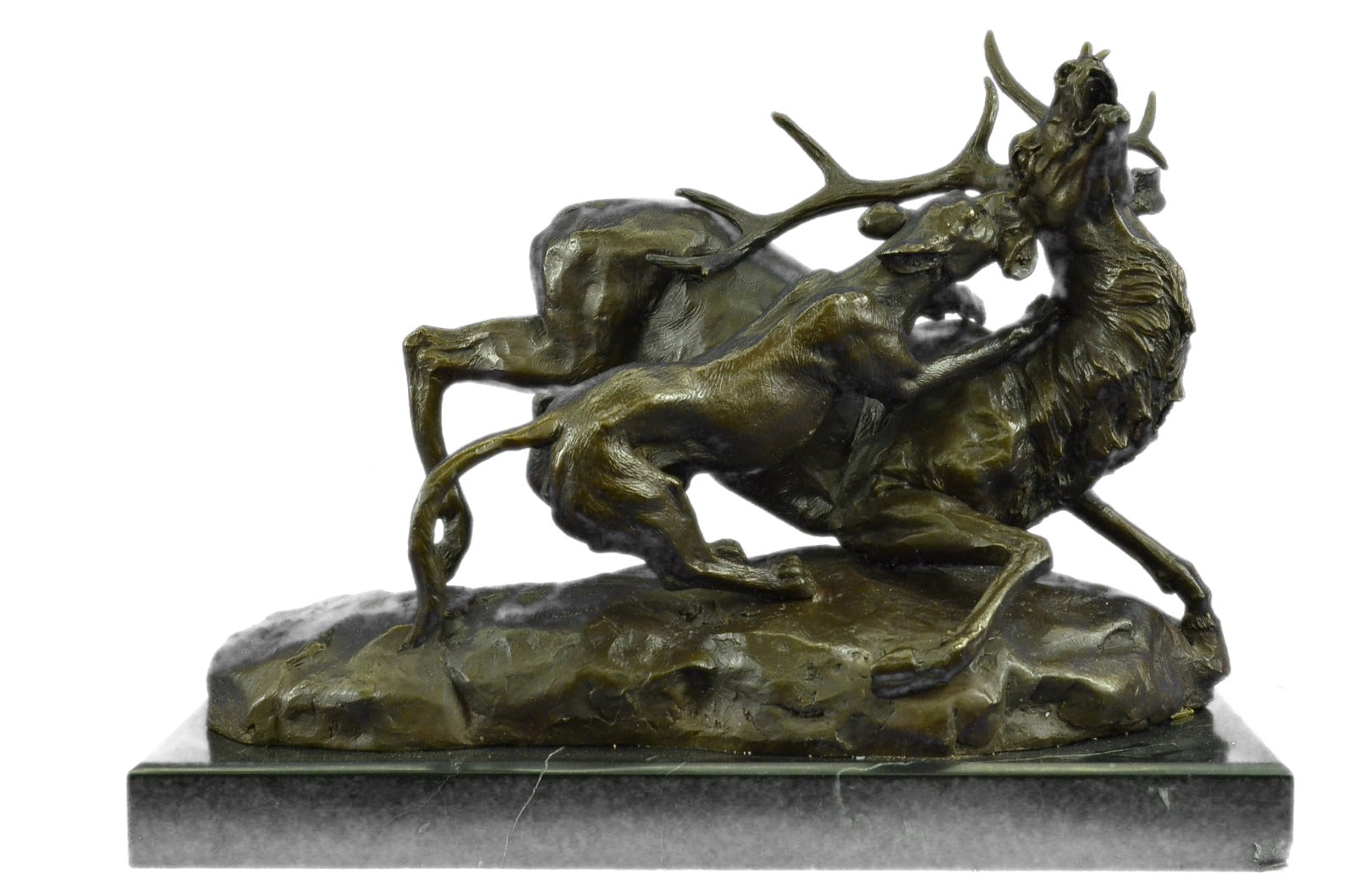 Extra Large Confrontation between Cougar and Stag Bronze Sculpture Marble Statue