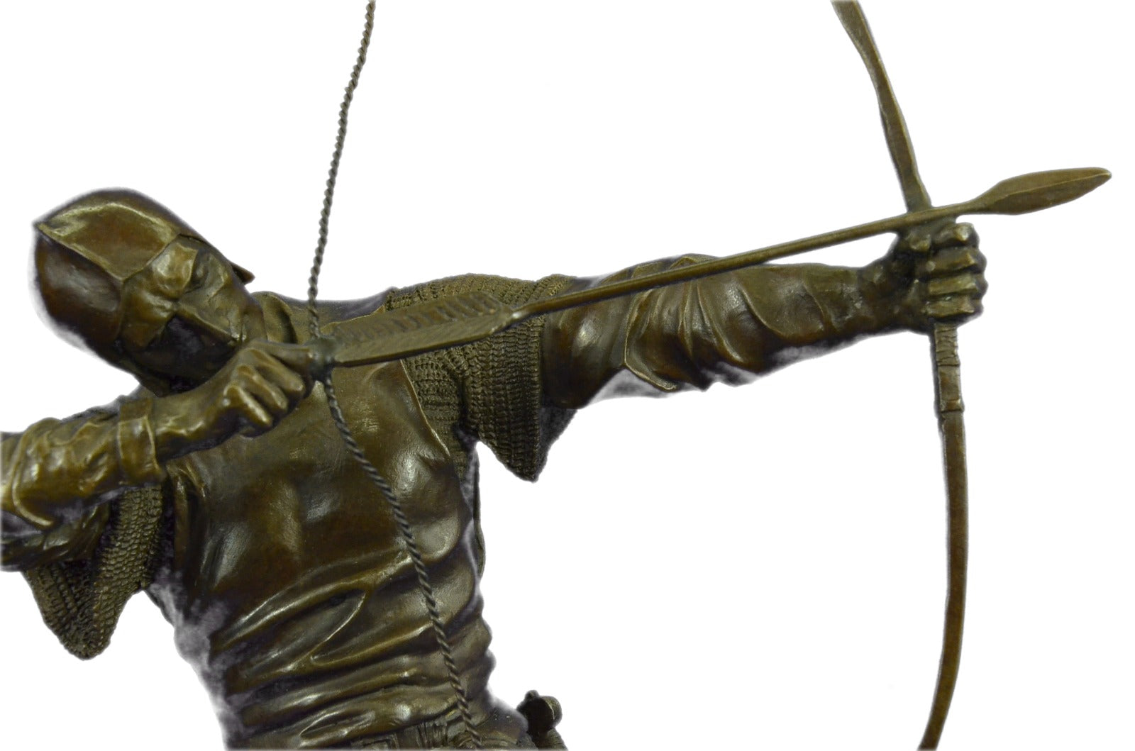 Bronze Sculpture Soldier Warrior with Bow & Arrow Hot Cast Green Marble Gift