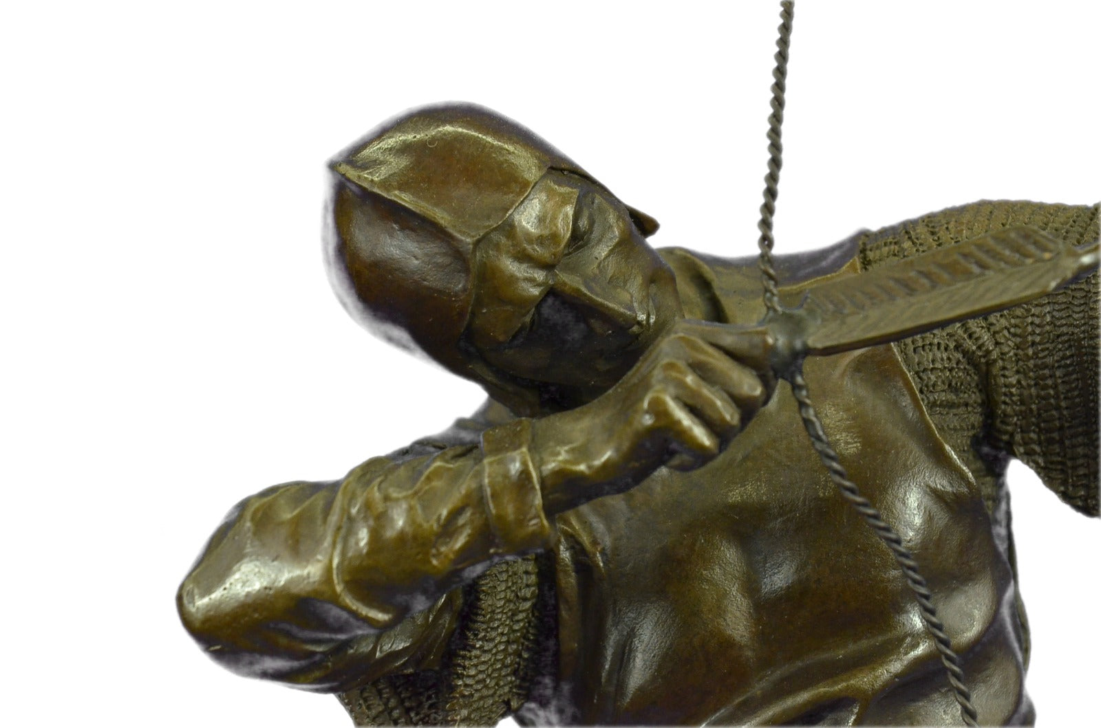 Bronze Sculpture Soldier Warrior with Bow & Arrow Hot Cast Green Marble Gift