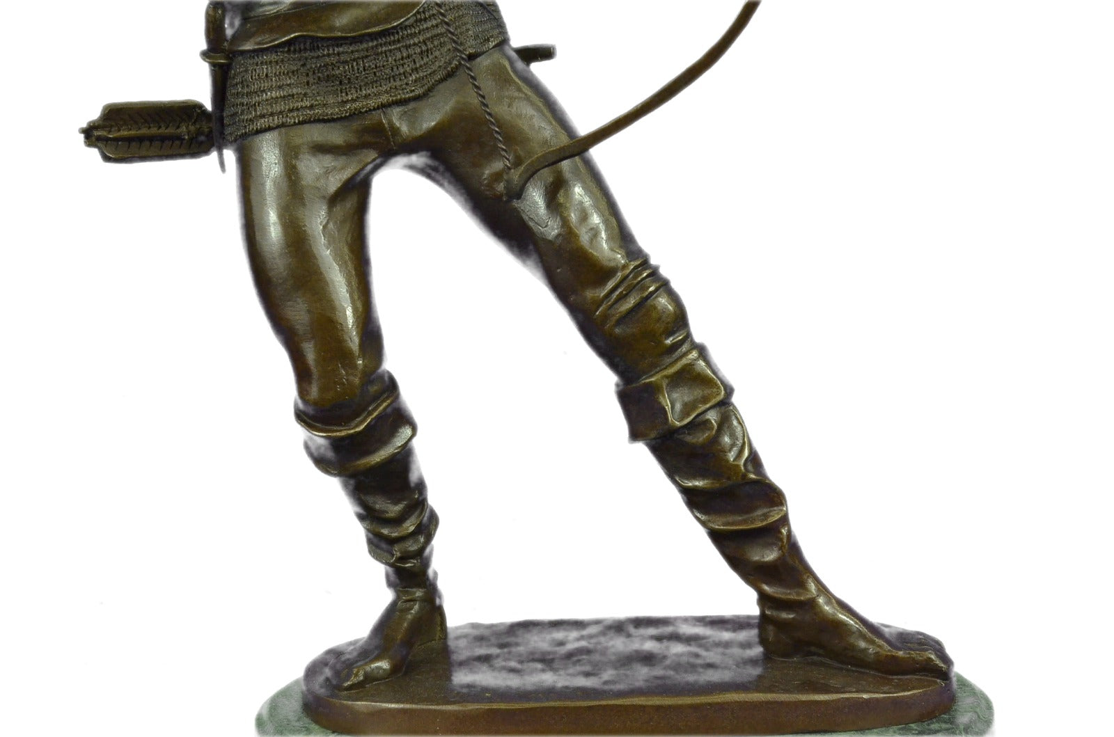 Bronze Sculpture Soldier Warrior with Bow & Arrow Hot Cast Green Marble Gift