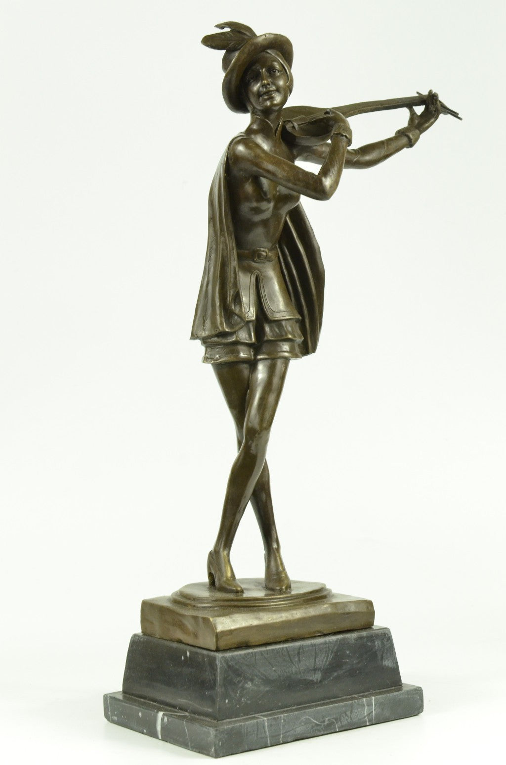 Handcrafted bronze sculpture SALE Play Banjo Female Dutch Vitaleh Aldo Original