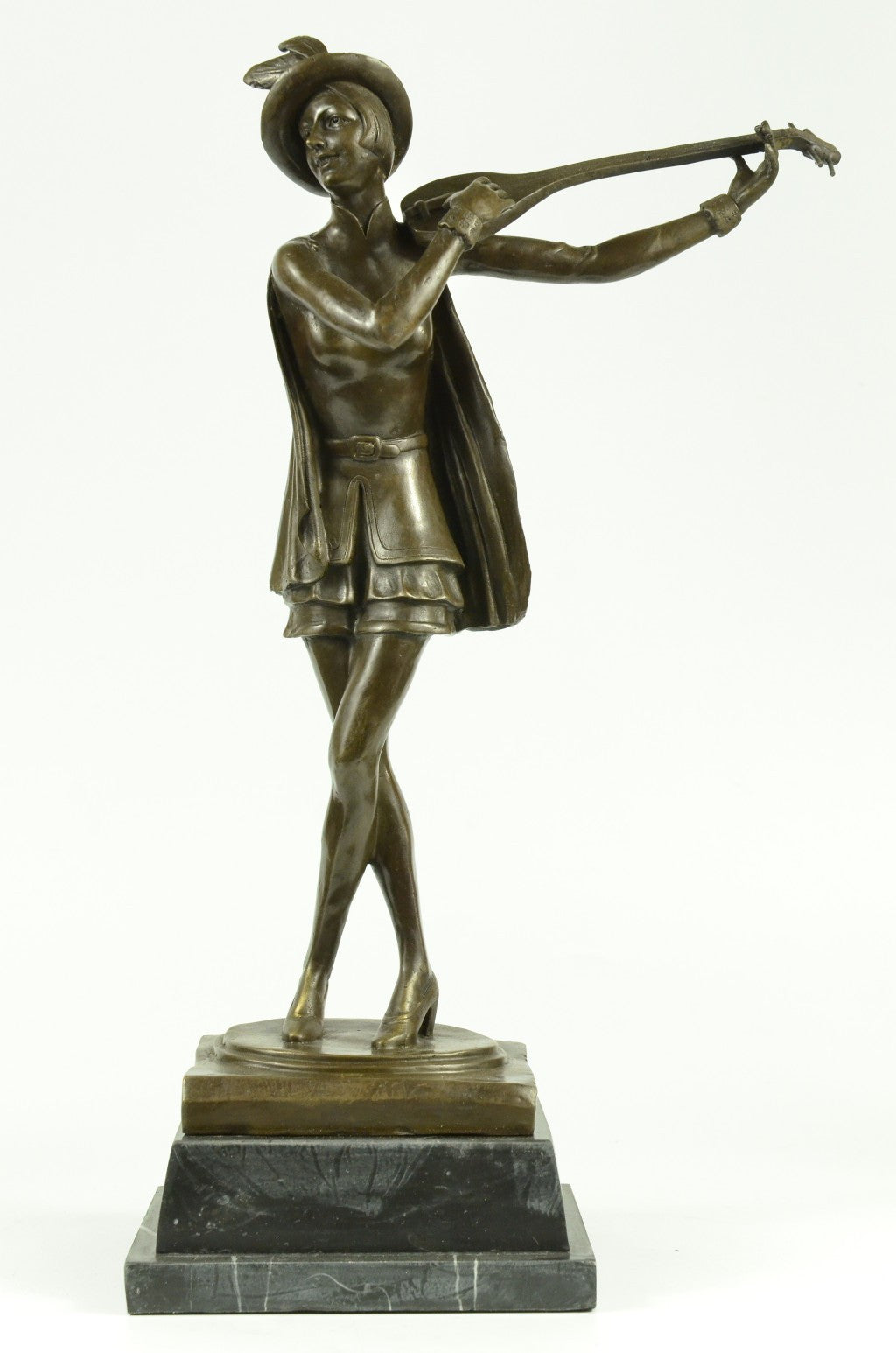 Handcrafted bronze sculpture SALE Play Banjo Female Dutch Vitaleh Aldo Original