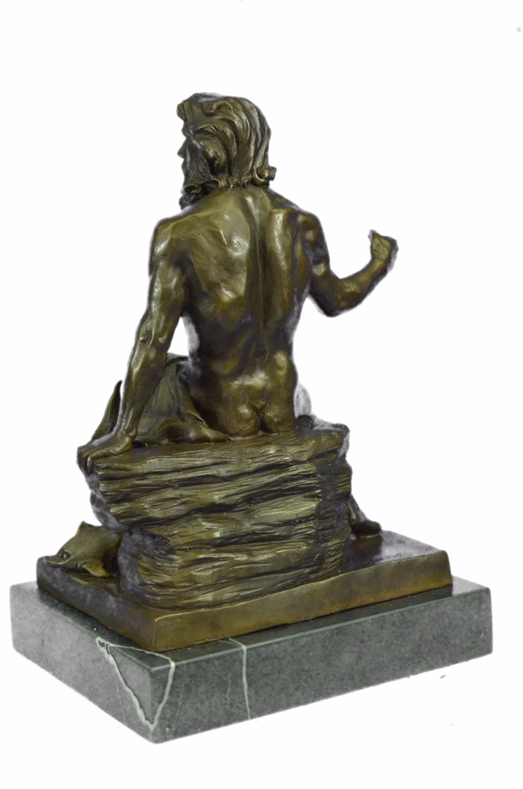 ART Deco Bronze Marble STATUE Greek SEA God Poseidon Sculpture Figurine