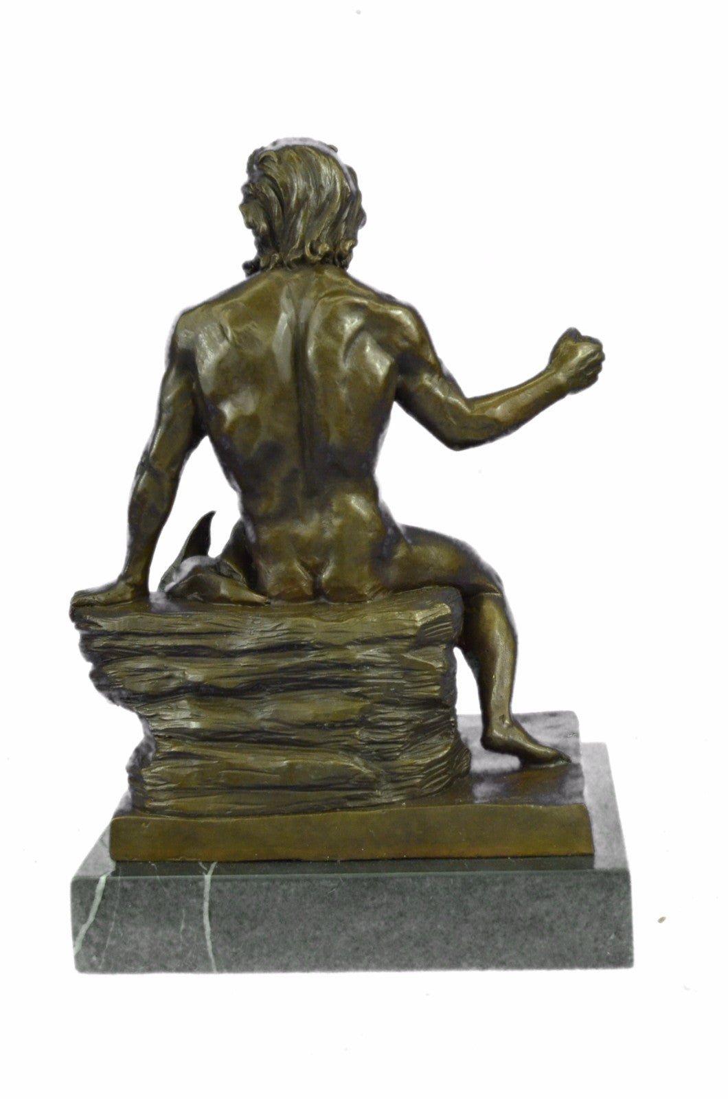 ART Deco Bronze Marble STATUE Greek SEA God Poseidon Sculpture Figurine