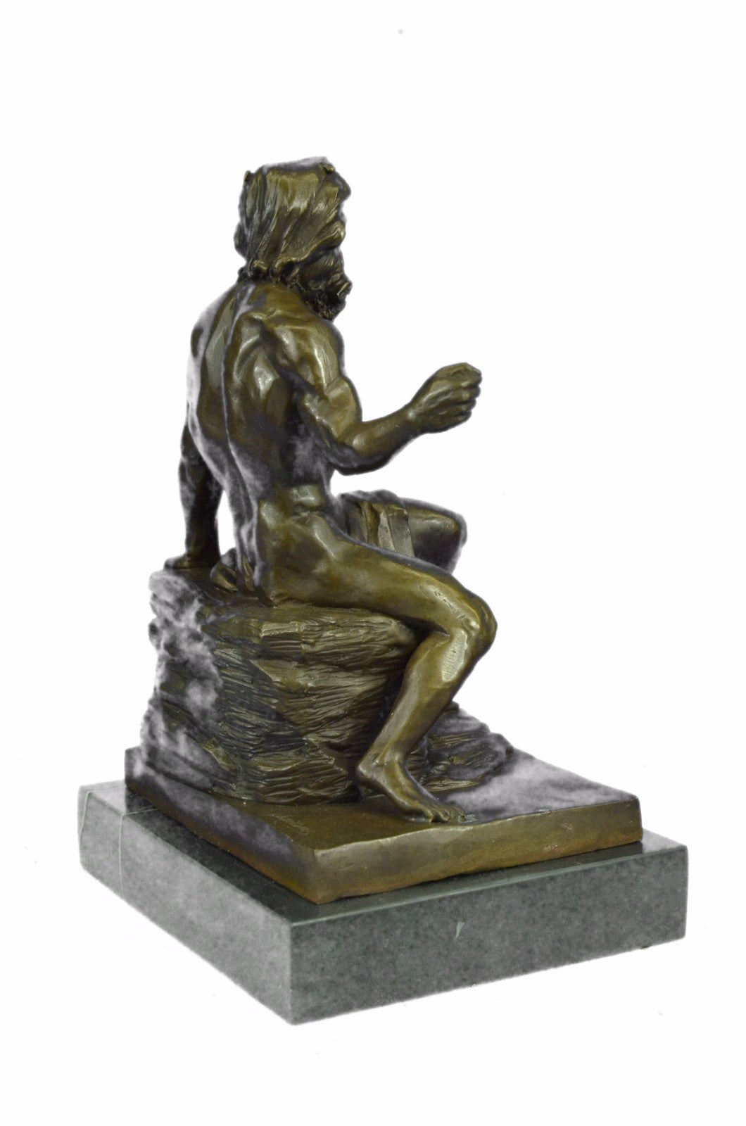 ART Deco Bronze Marble STATUE Greek SEA God Poseidon Sculpture Figurine