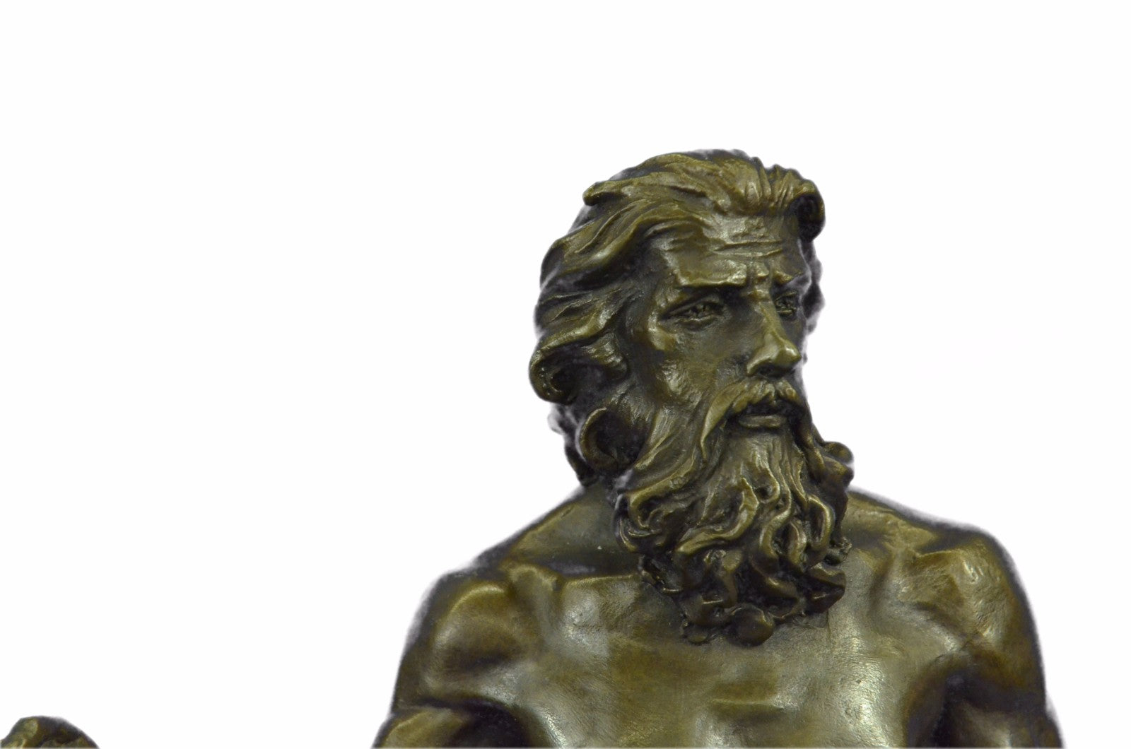 ART Deco Bronze Marble STATUE Greek SEA God Poseidon Sculpture Figurine