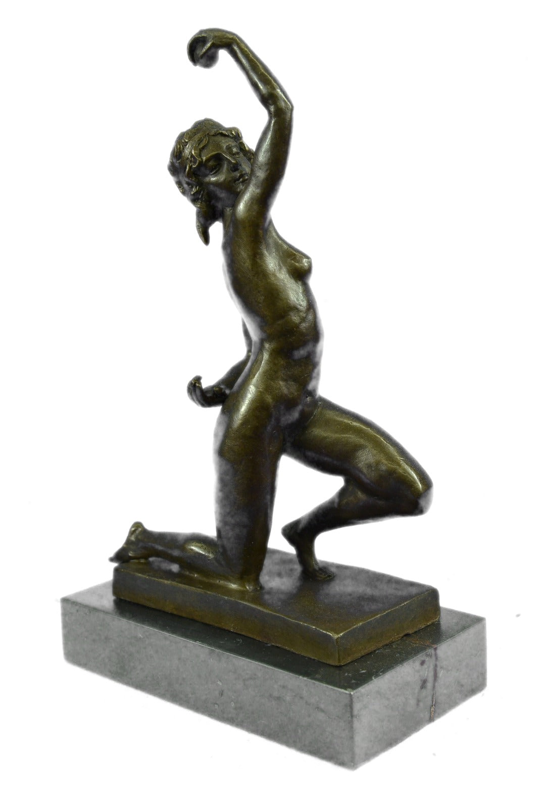 Elegant Roman Female Discus Thrower Bronze Statue – Handmade Nude Figurine Art Décor for Sale