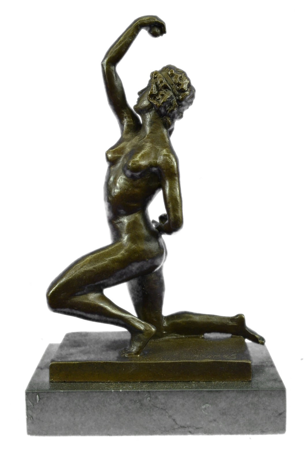 Elegant Roman Female Discus Thrower Bronze Statue – Handmade Nude Figurine Art Décor for Sale
