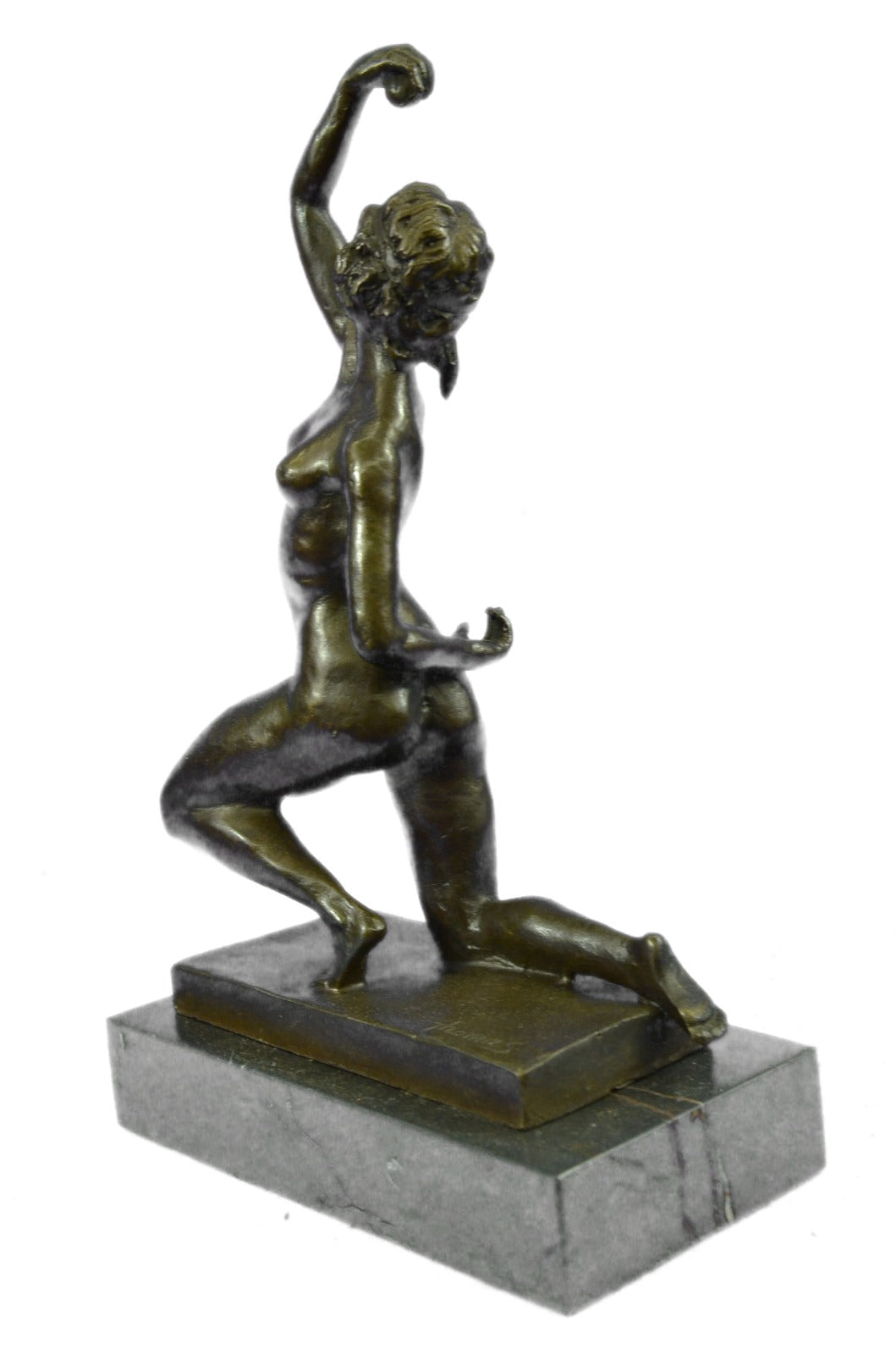 Elegant Roman Female Discus Thrower Bronze Statue – Handmade Nude Figurine Art Décor for Sale