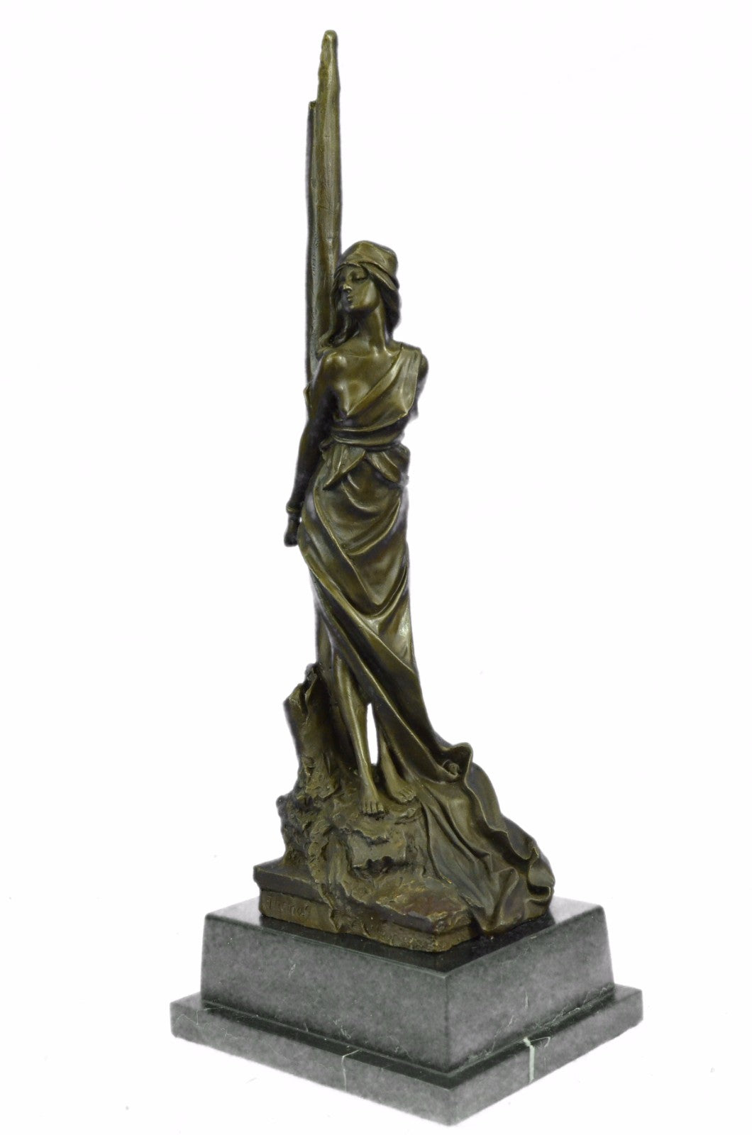 Nude Captive Woman Bronze Marble Statue by Thomas Hot Cast Patina Sculpture