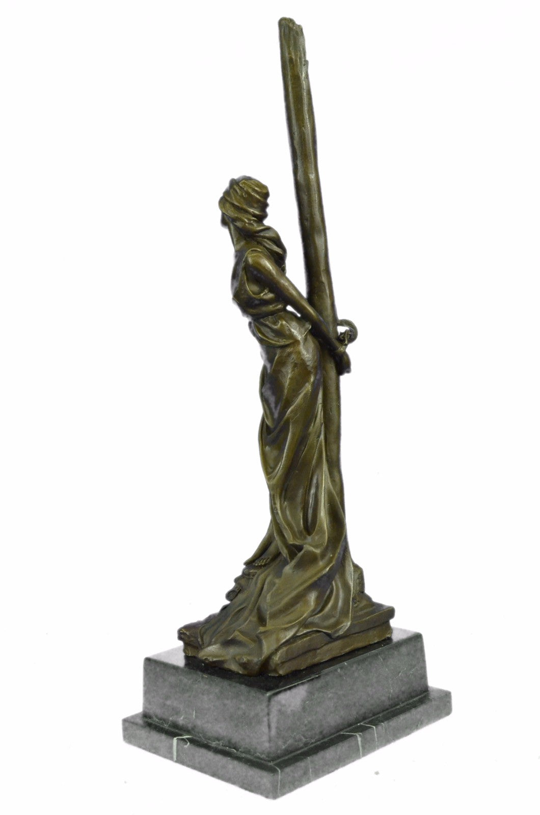 Nude Captive Woman Bronze Marble Statue by Thomas Hot Cast Patina Sculpture