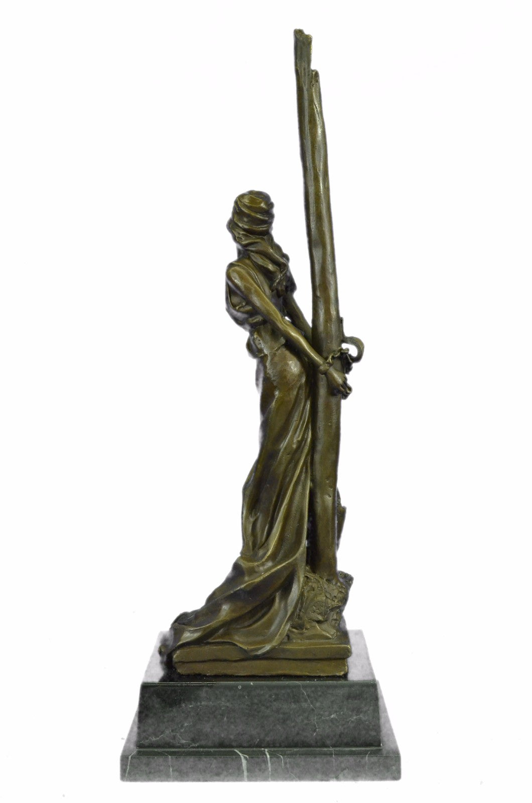 Nude Captive Woman Bronze Marble Statue by Thomas Hot Cast Patina Sculpture