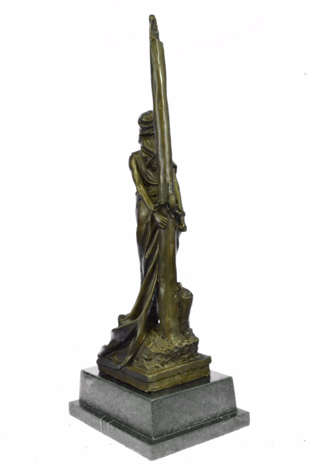 Nude Captive Woman Bronze Marble Statue by Thomas Hot Cast Patina Sculpture