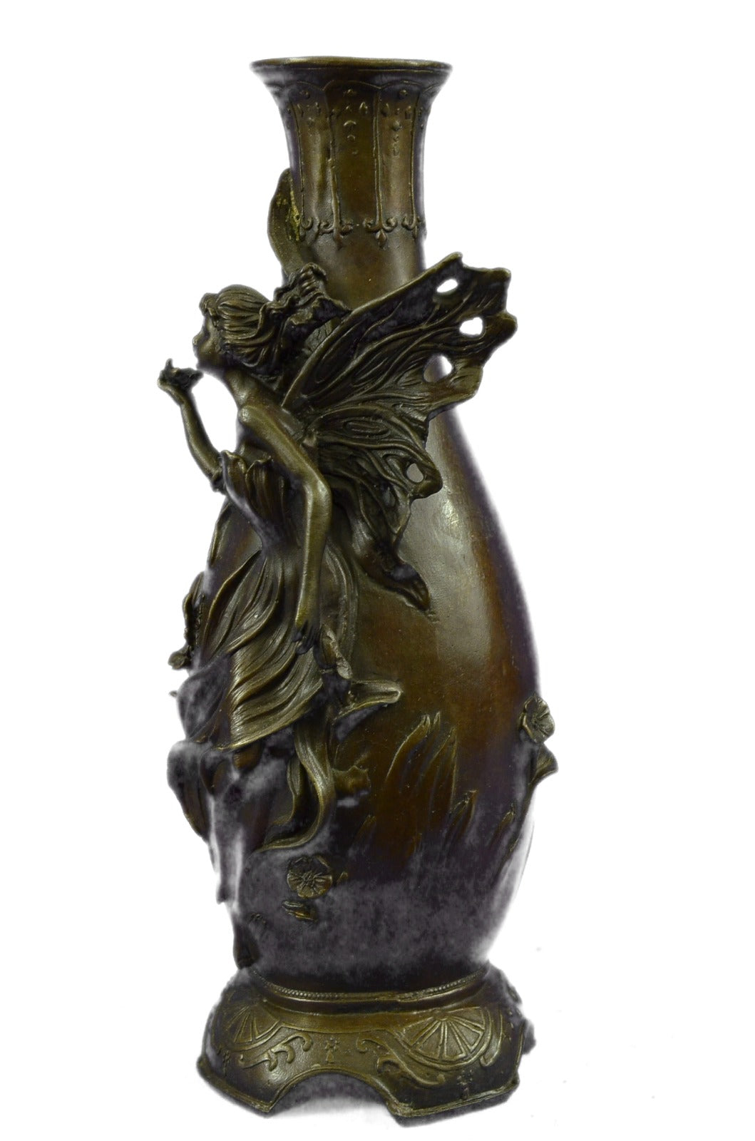 Art Deco Hot Cast fairy Vase Museum Quality Bronze Sculpture Statue Figurine