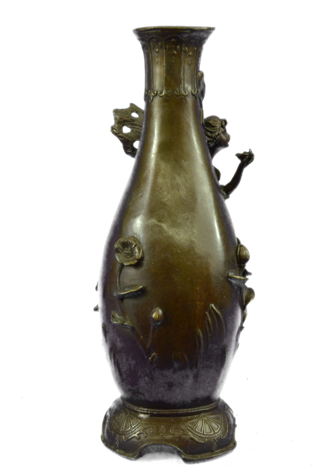Art Deco Hot Cast fairy Vase Museum Quality Bronze Sculpture Statue Figurine