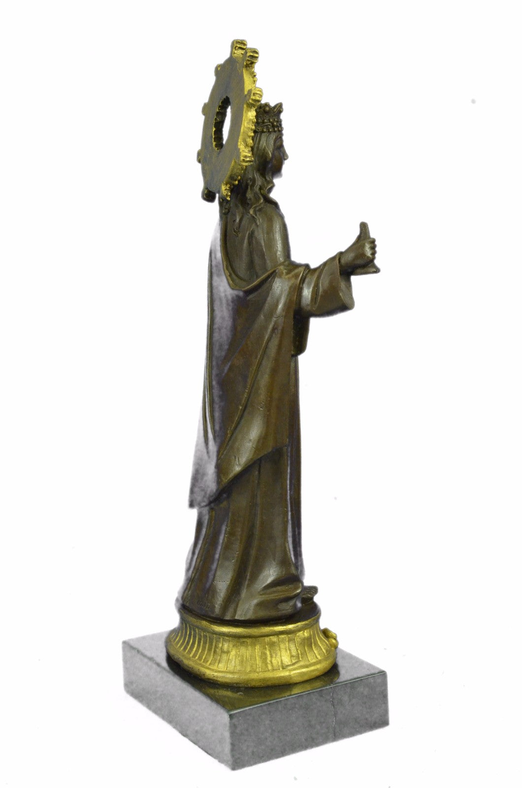 Buy Saint Barbara Bronze Statue – Elegant Catholic Sculpture with Crown, Chalice, Sword & Tower | On Sale Now