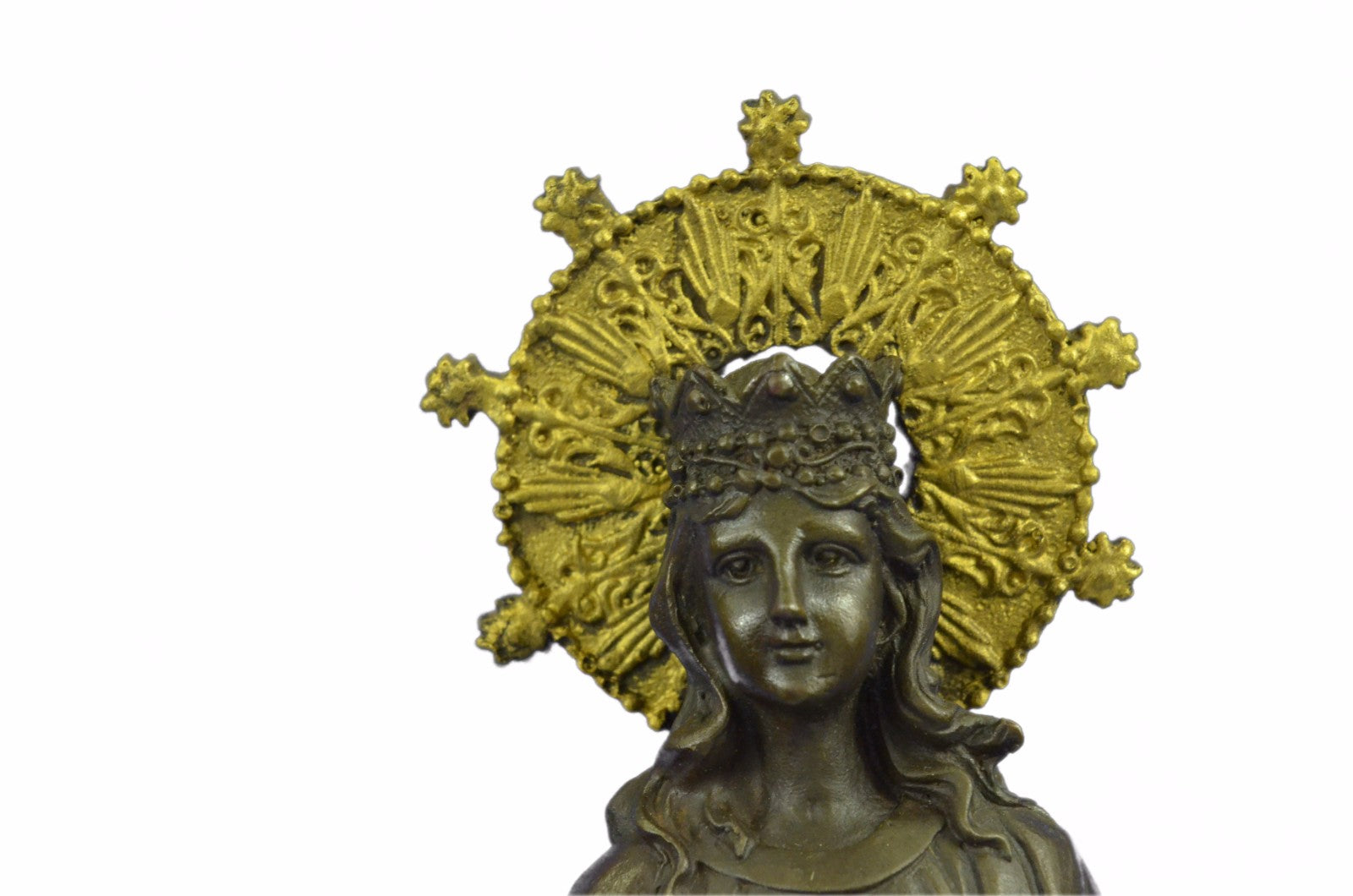 Buy Saint Barbara Bronze Statue – Elegant Catholic Sculpture with Crown, Chalice, Sword & Tower | On Sale Now