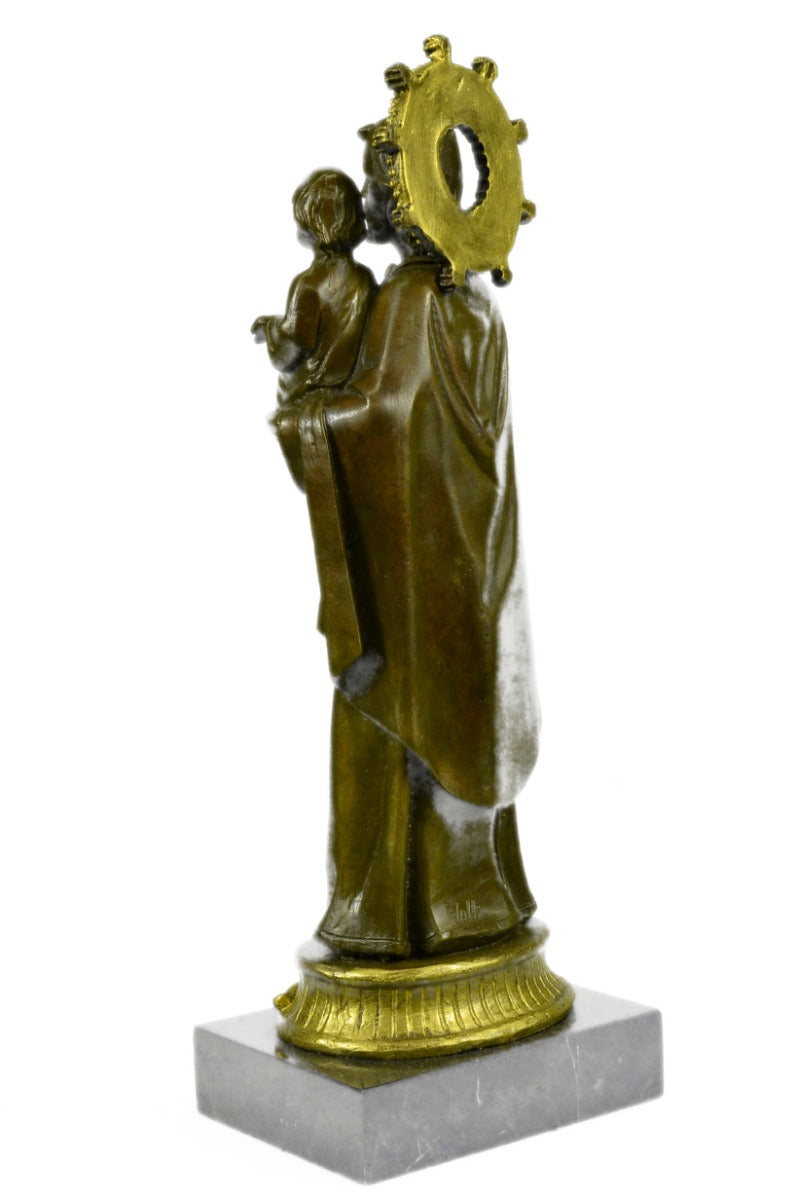 Religious Saint Joseph Jesus Father & Child BIG Beautiful Ornate Bronze Hotcast
