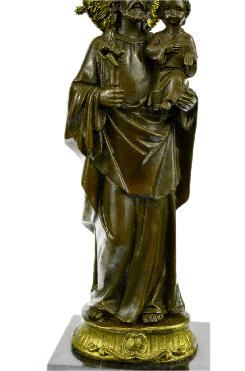 Religious Saint Joseph Jesus Father & Child BIG Beautiful Ornate Bronze Hotcast