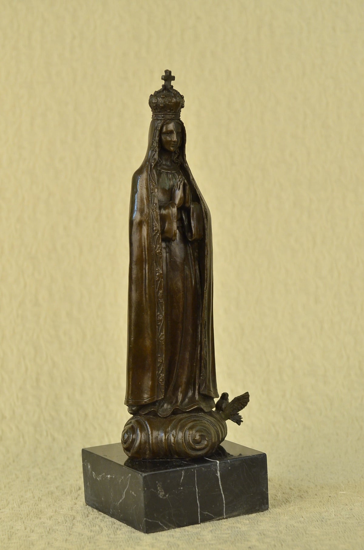Virgin Mary Blessed Mother Metal Crown Religious Statuary Bronze Statue