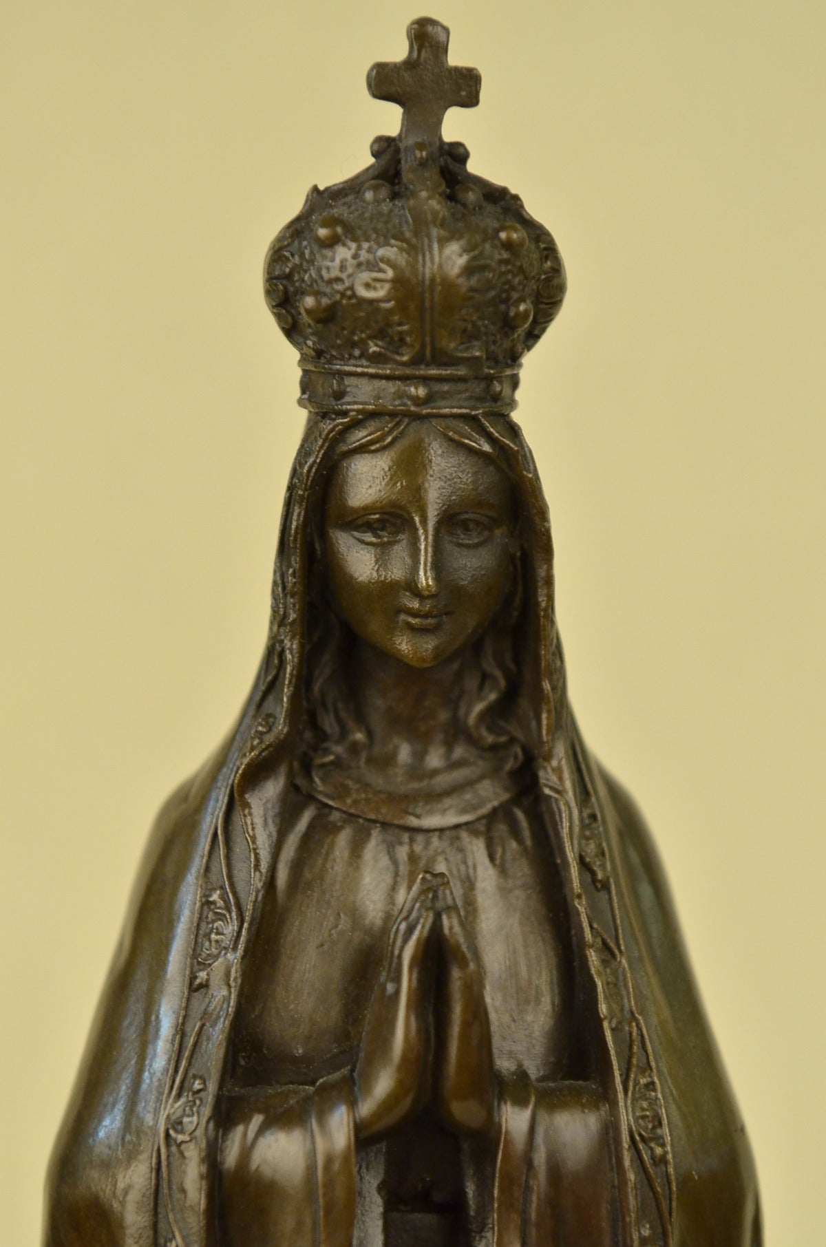 Virgin Mary Blessed Mother Metal Crown Religious Statuary Bronze Statue