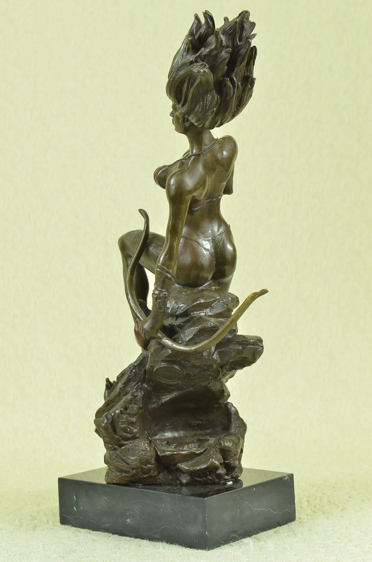 NUDE FEMALE WARRIOR AMAZON BUST Handcrafted Bronze Sculpture Statue Figurine T
