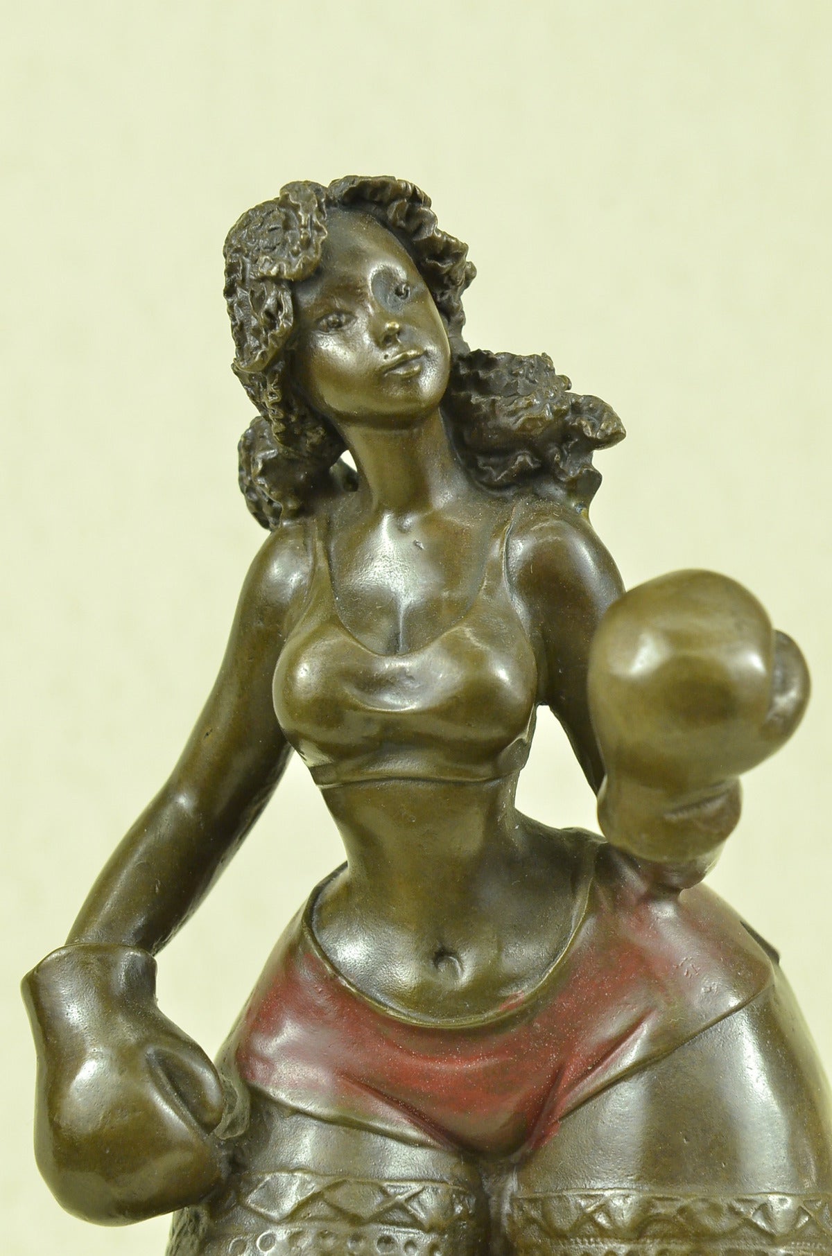 Buy Handcrafted Bronze Lady Boxer Sculpture by Roelna – Rare Original Tribute to Botero | On Sale Now
