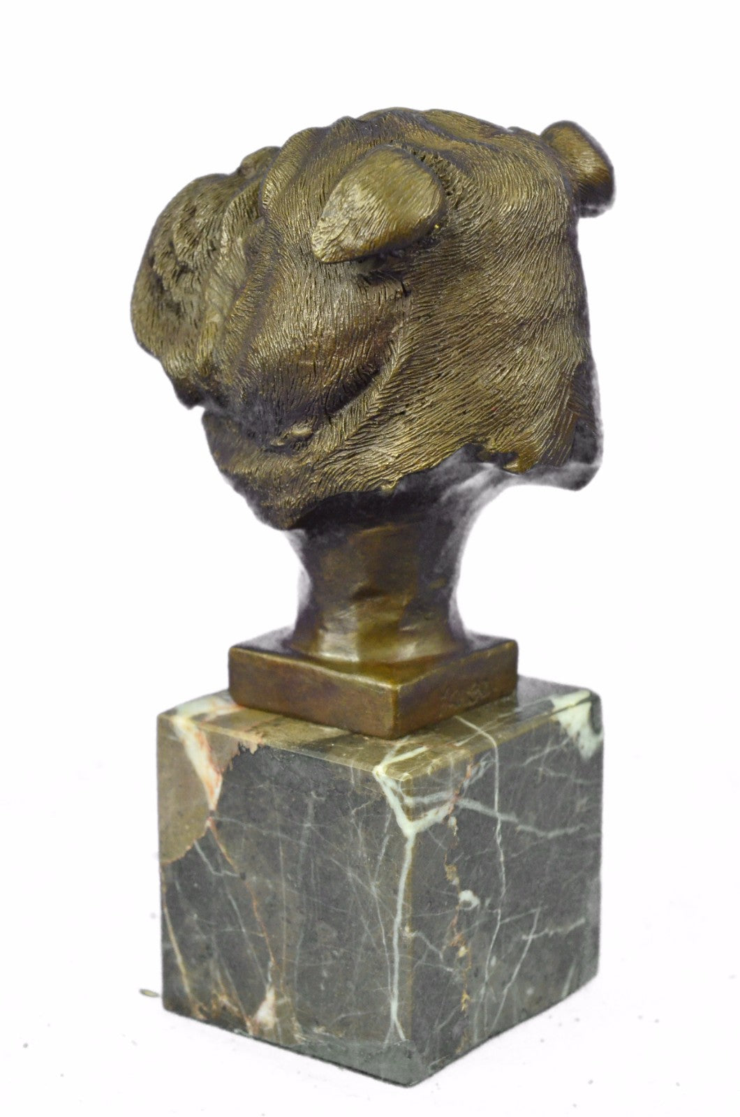 Handcrafted English Bulldog Hot Cast Detailed Bronze Figurine Marble Base Statue