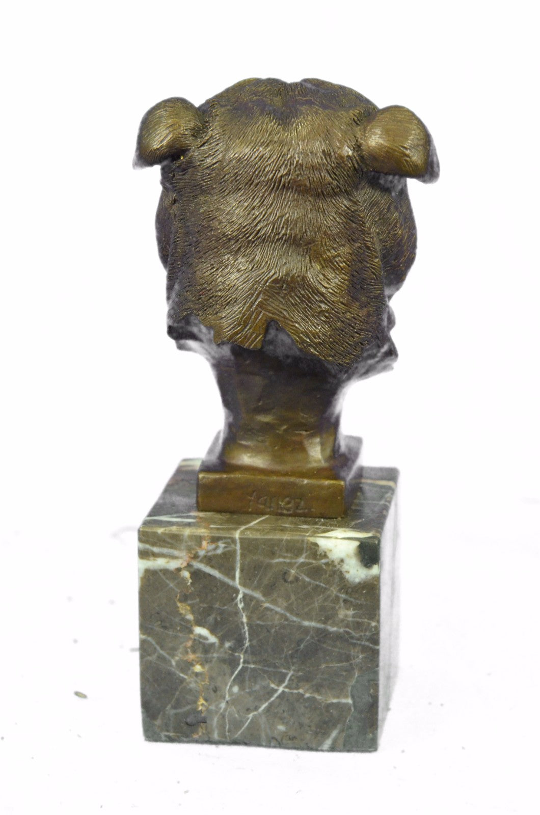 Handcrafted English Bulldog Hot Cast Detailed Bronze Figurine Marble Base Statue