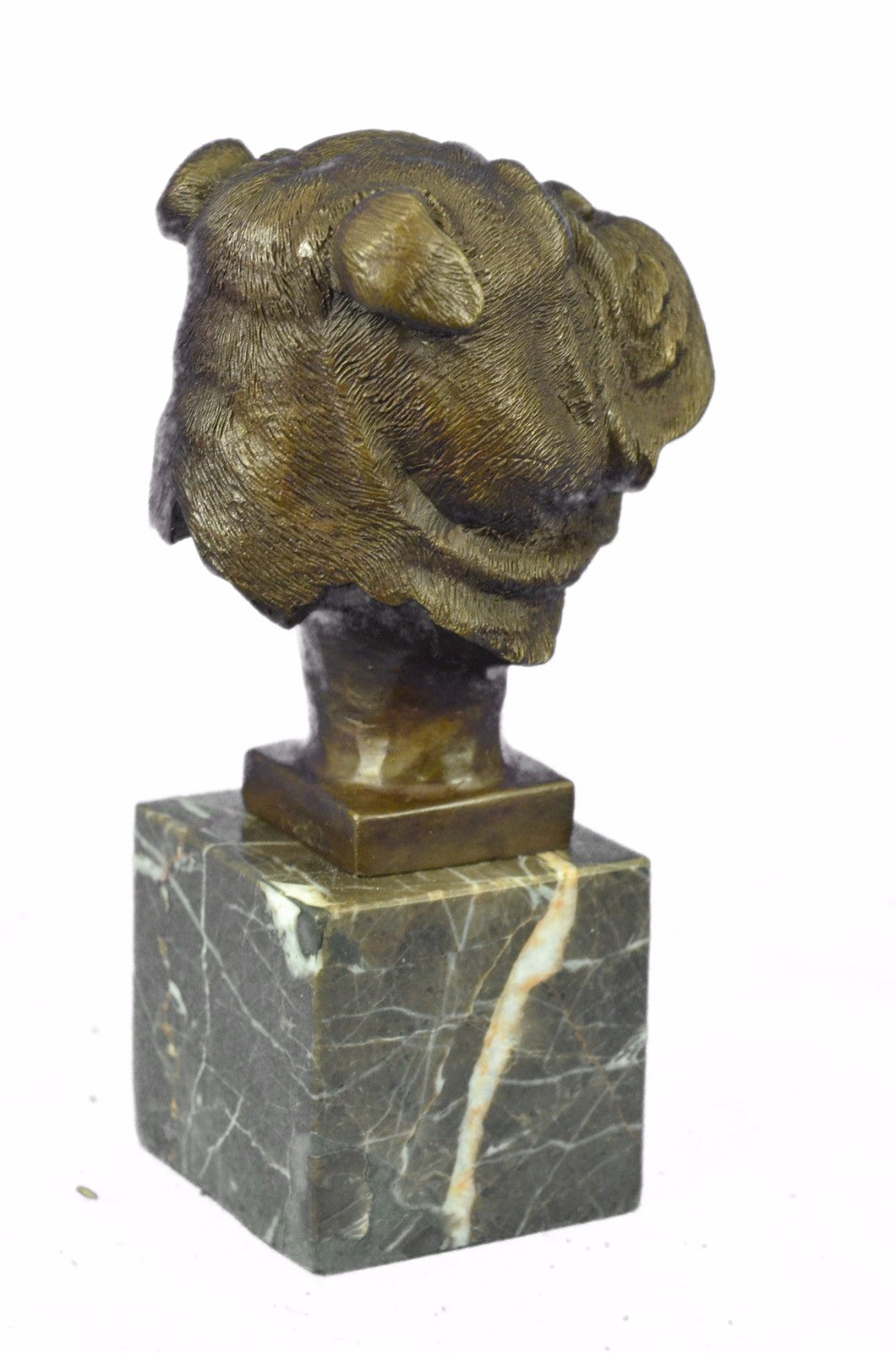 Handcrafted English Bulldog Hot Cast Detailed Bronze Figurine Marble Base Statue