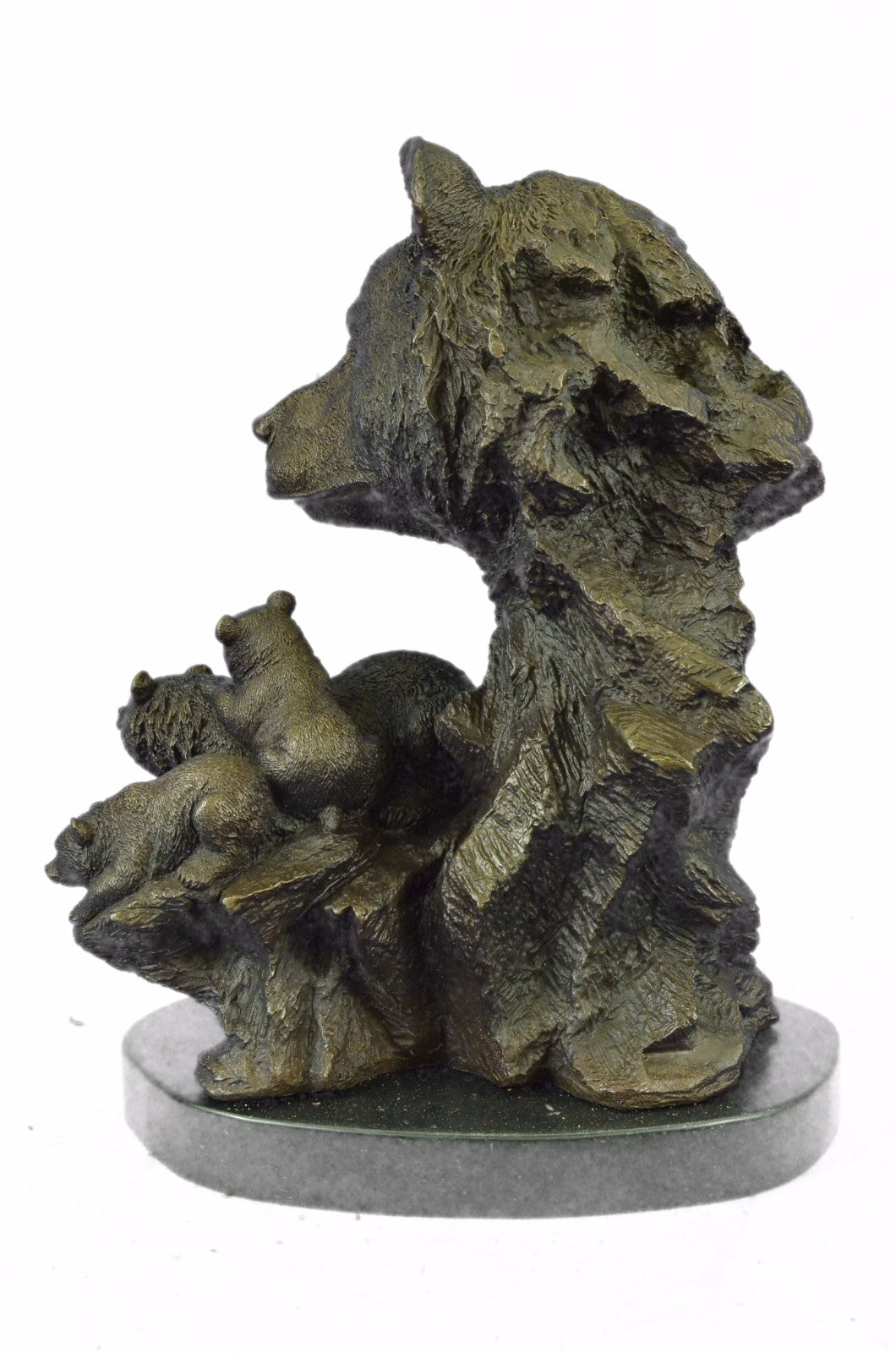 Handcrafted bronze sculpture SALE Art Wildlife Family Bear Black Kodiak