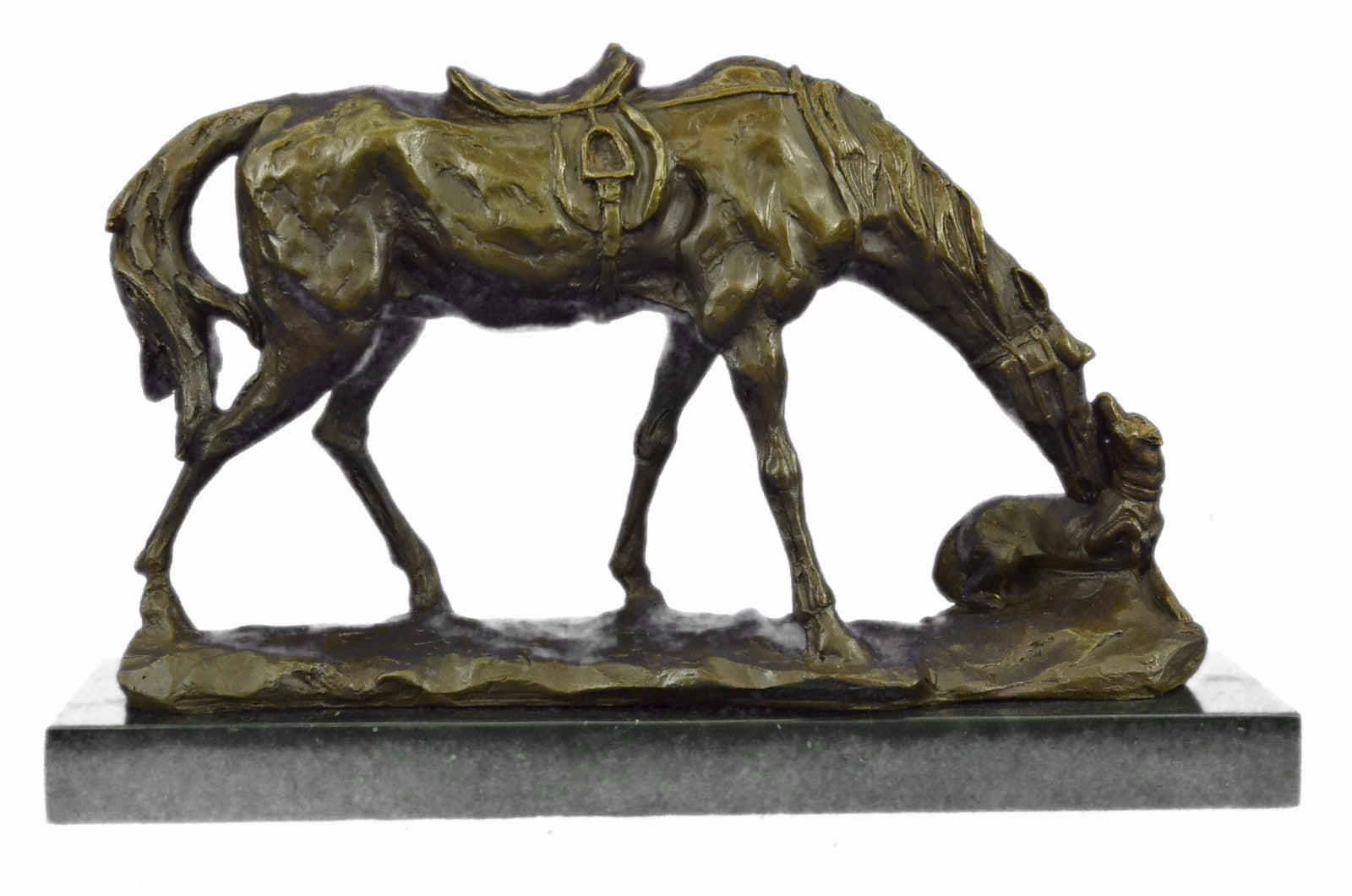 Art Deco Hand Made by Lost Wax Method Friendship Between Dog and Horse Bronze