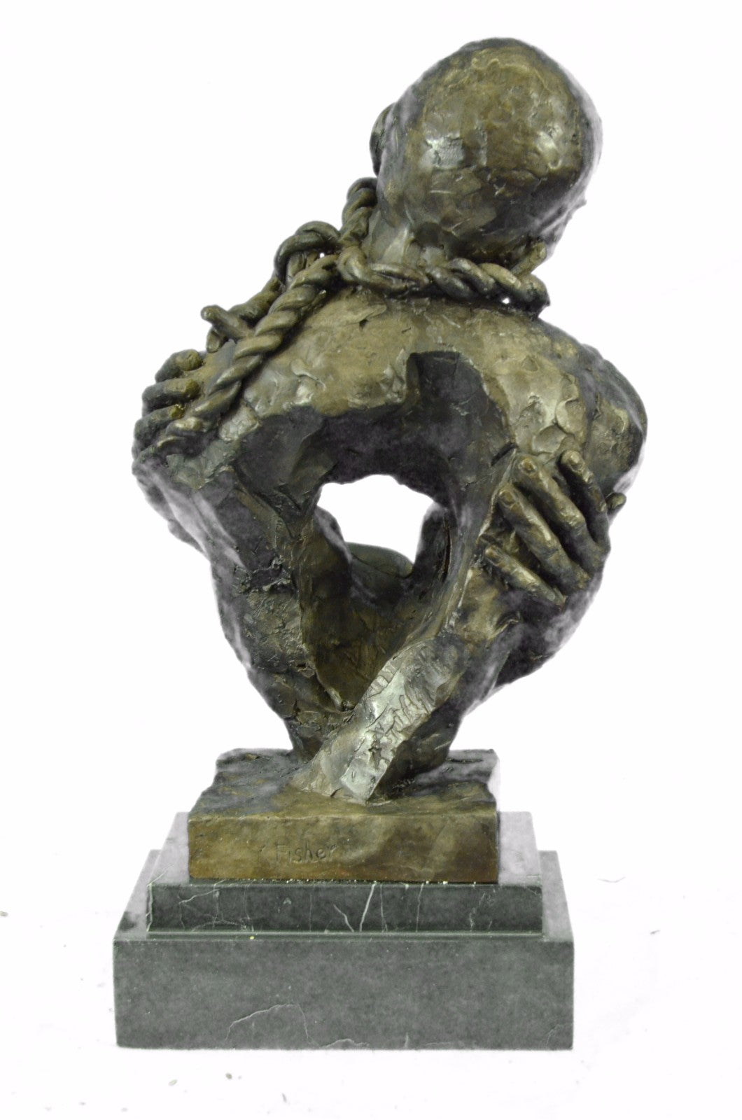 Handmade Bronze Male Bondage Sculpture – Fisher Signed Lost Wax Artwork