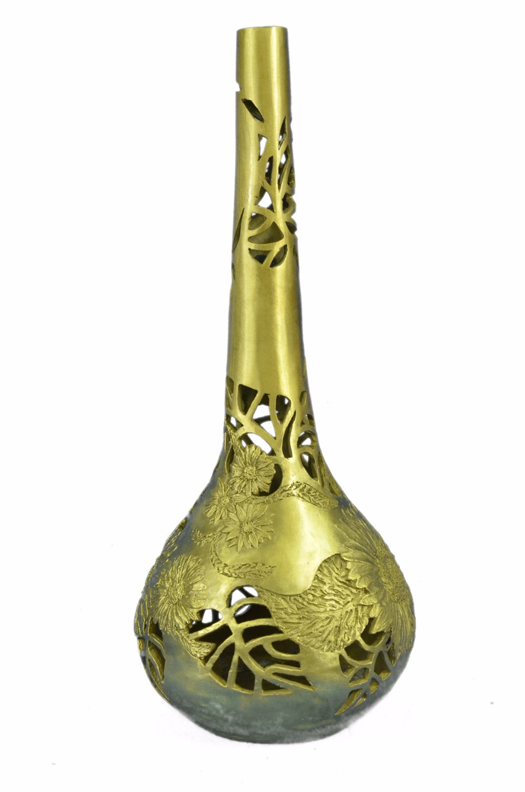 Flower Base Bronze Sculpture Handcrafted With Edition Filigree Design Gilt Sale