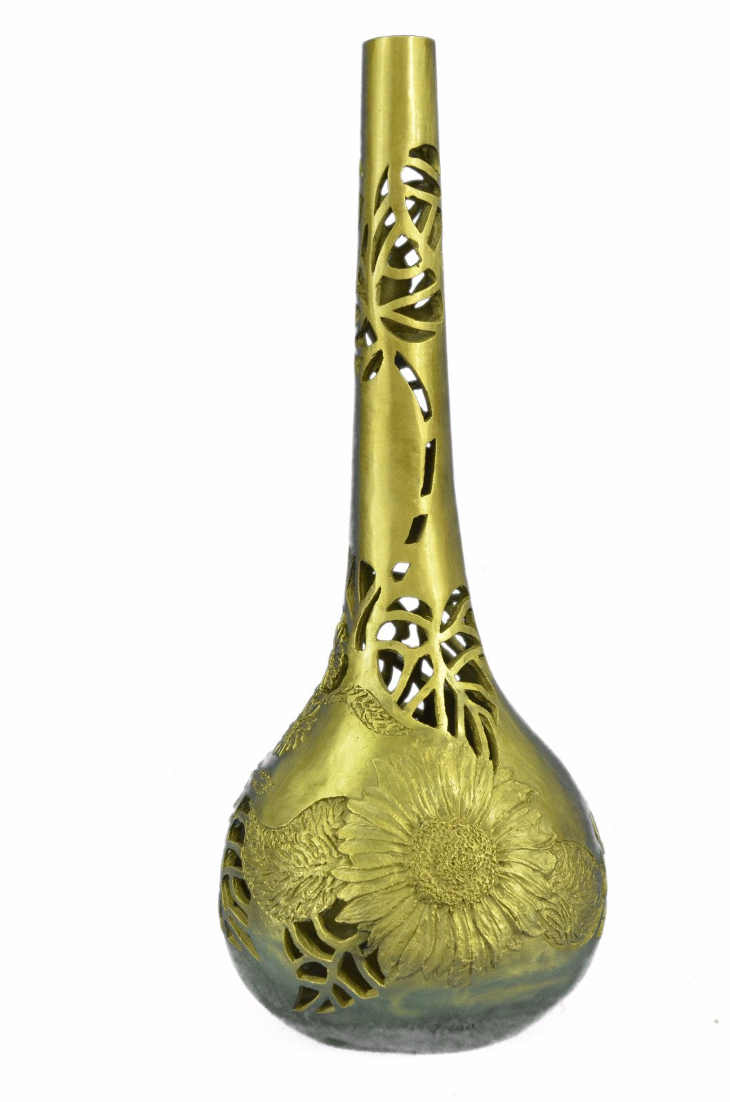 Flower Base Bronze Sculpture Handcrafted With Edition Filigree Design Gilt Sale