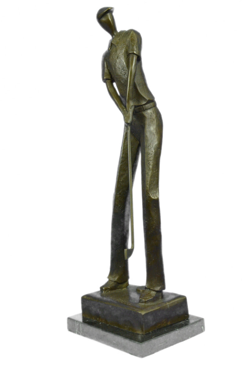 Handcrafted bronze sculpture SALE Deco Art Abstract . Golfer Solid Patou Jean