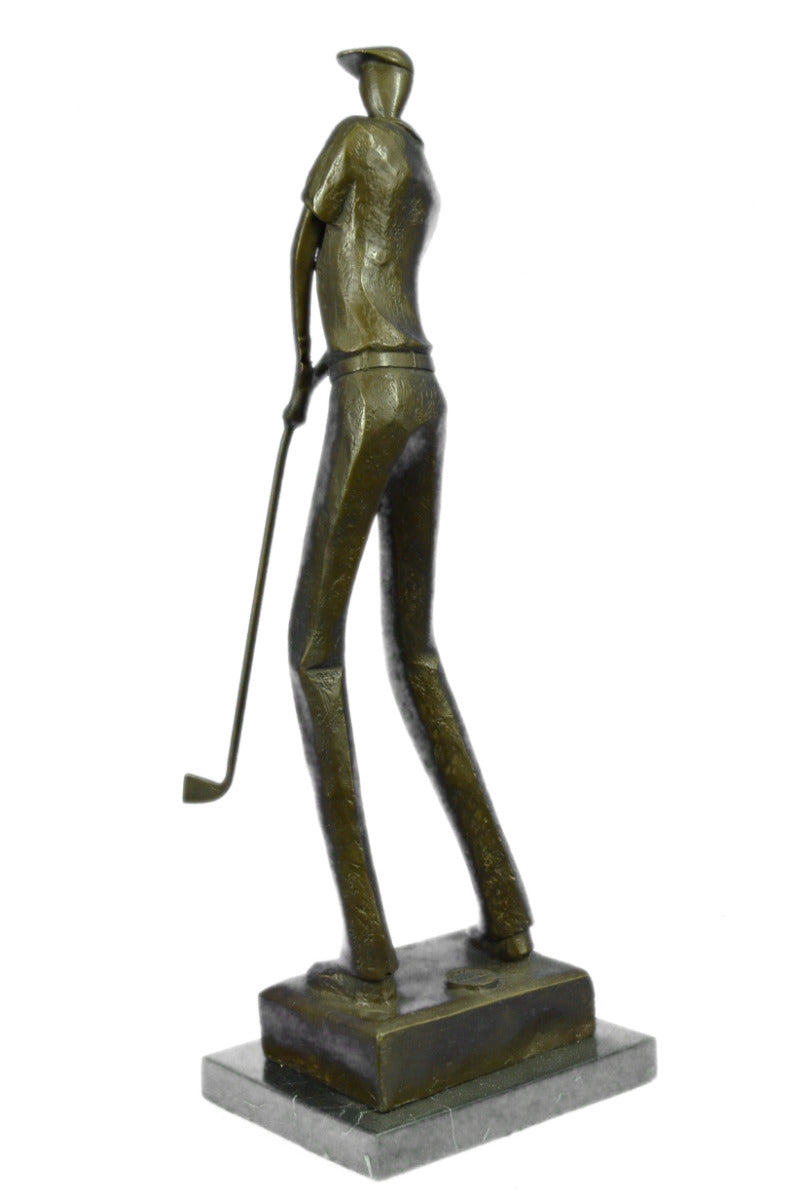 Handcrafted bronze sculpture SALE Deco Art Abstract . Golfer Solid Patou Jean